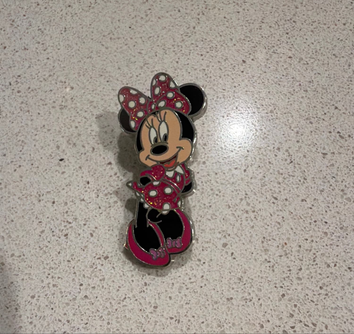 Minnie Mouse Classic Pink Polka Dot Glitter Pin front