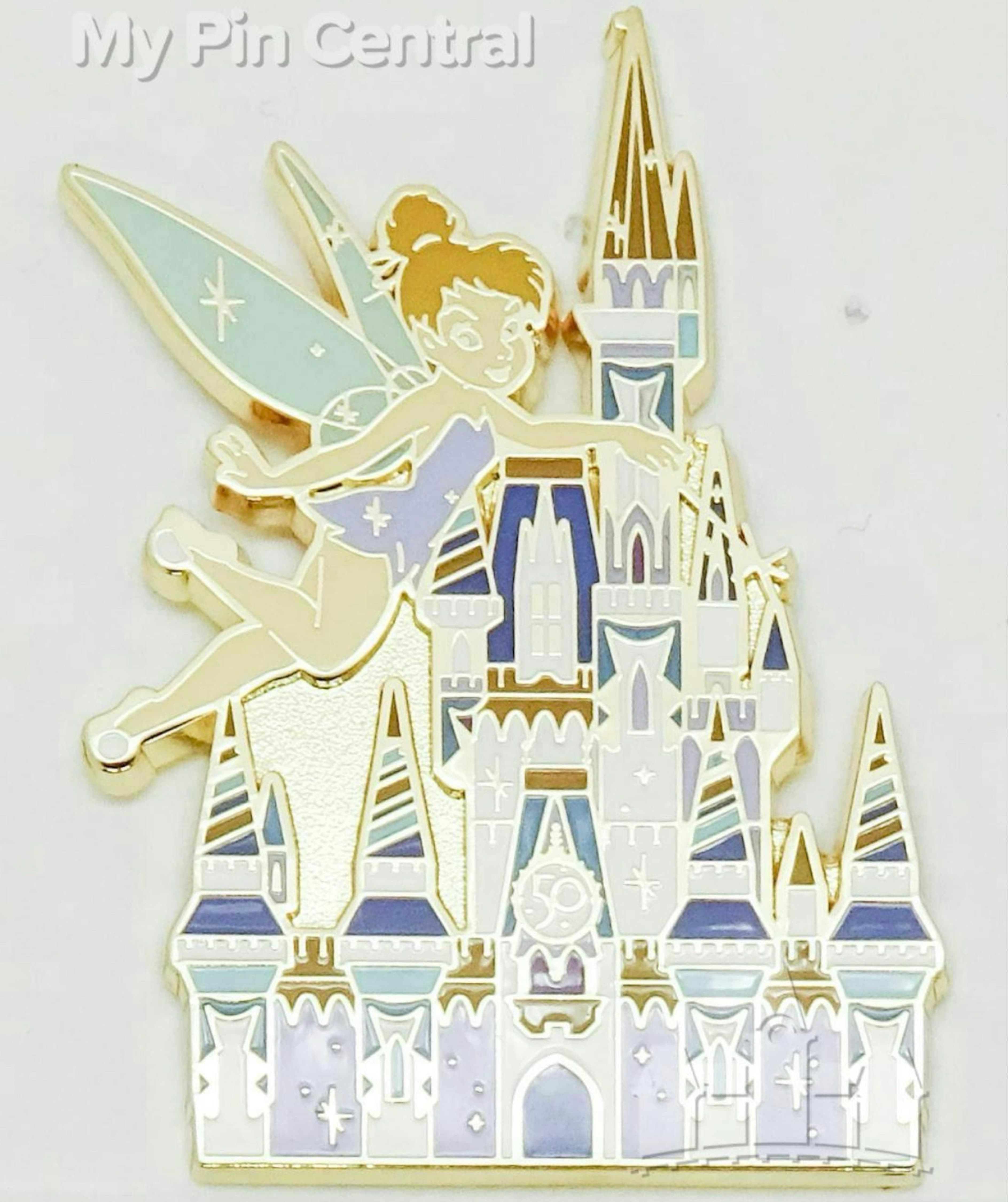 Walt Disney World 50th Anniversary Park Icons - Magic Kingdom and Tinker Bell front