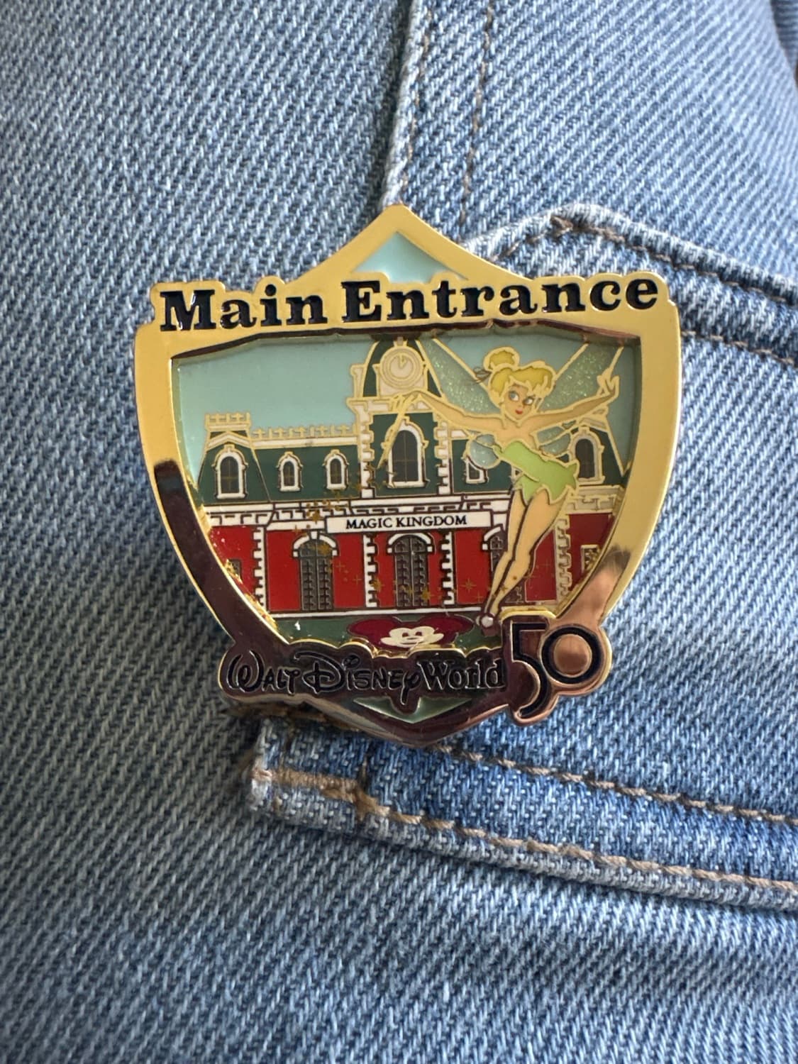 Walt Disney World 50th Anniversary Park Icons - Magic Kingdom and Tinker Bell front