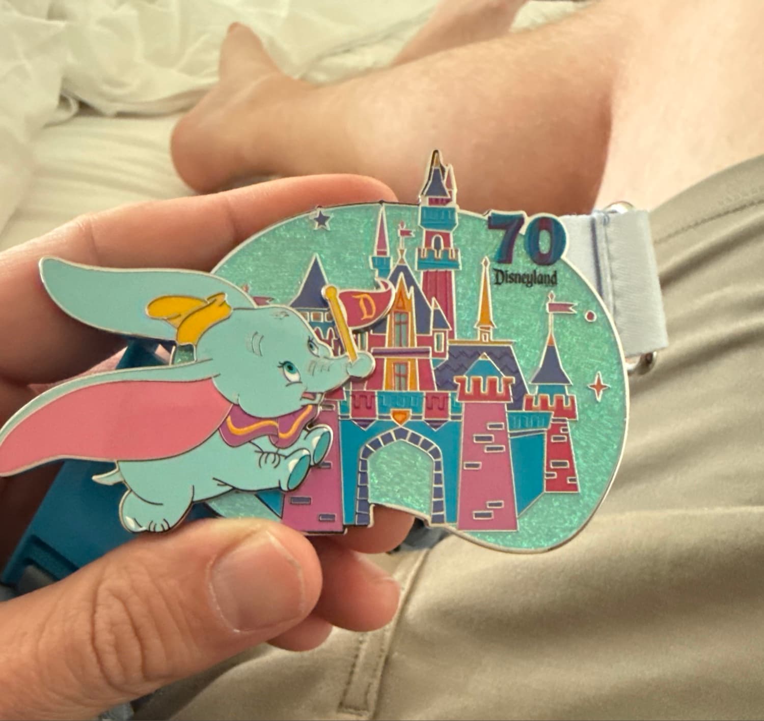 Dumbo with Disneyland Castle - Disneyland Resort 70th Anniversary Celebration Pin front