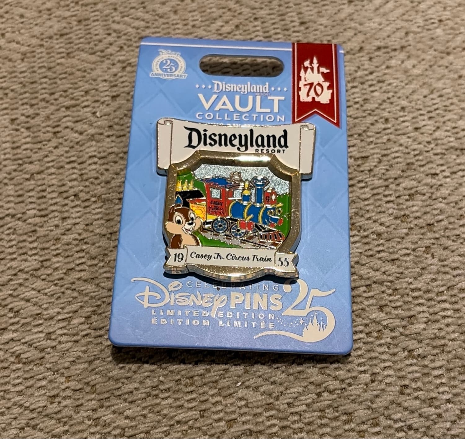 Casey Jr. Circus Train - Disneyland Vault Collection Opening Day Attraction Pin featuring Chip front