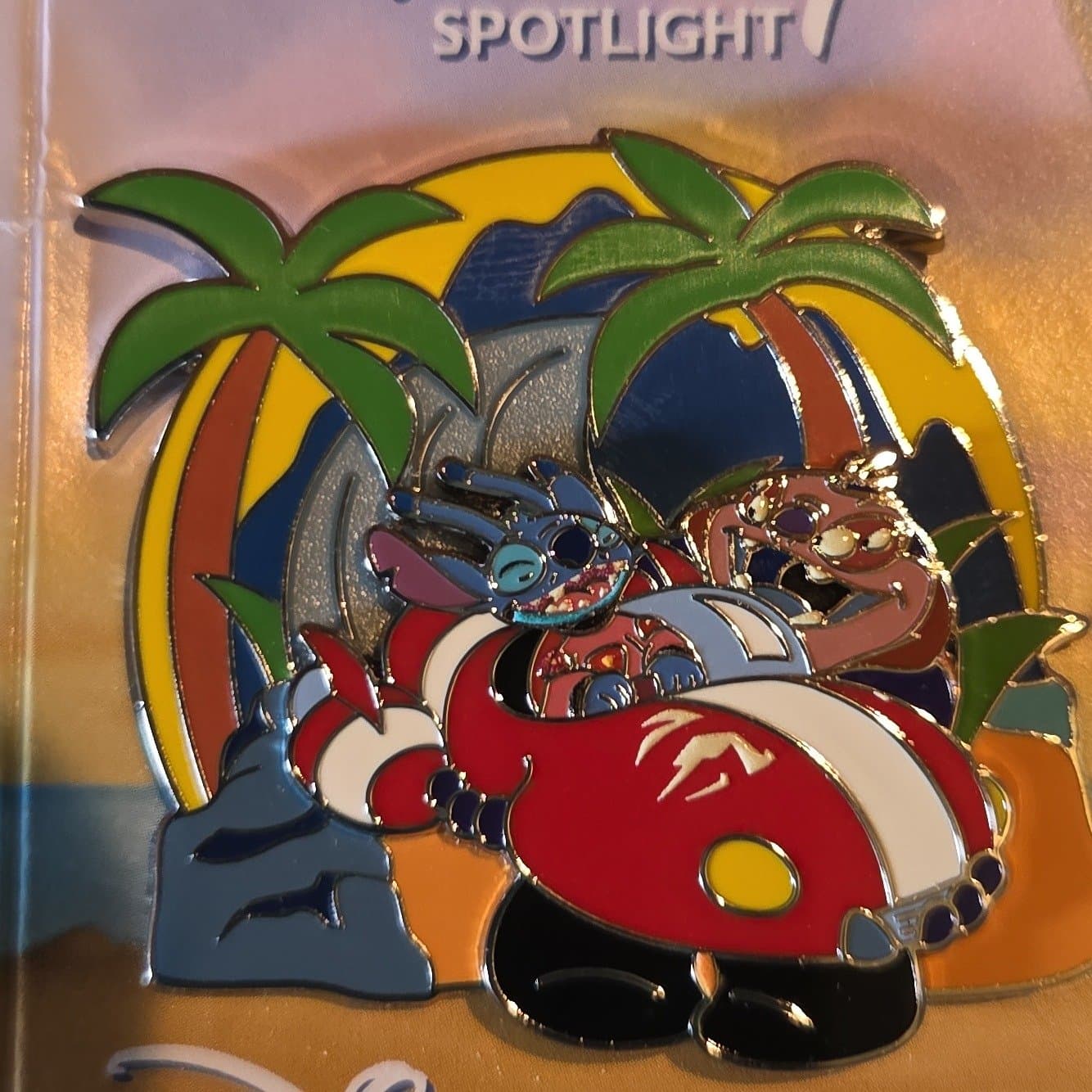 Stitch and Jumba in The Red One Car - Disney Spotlight Pin front