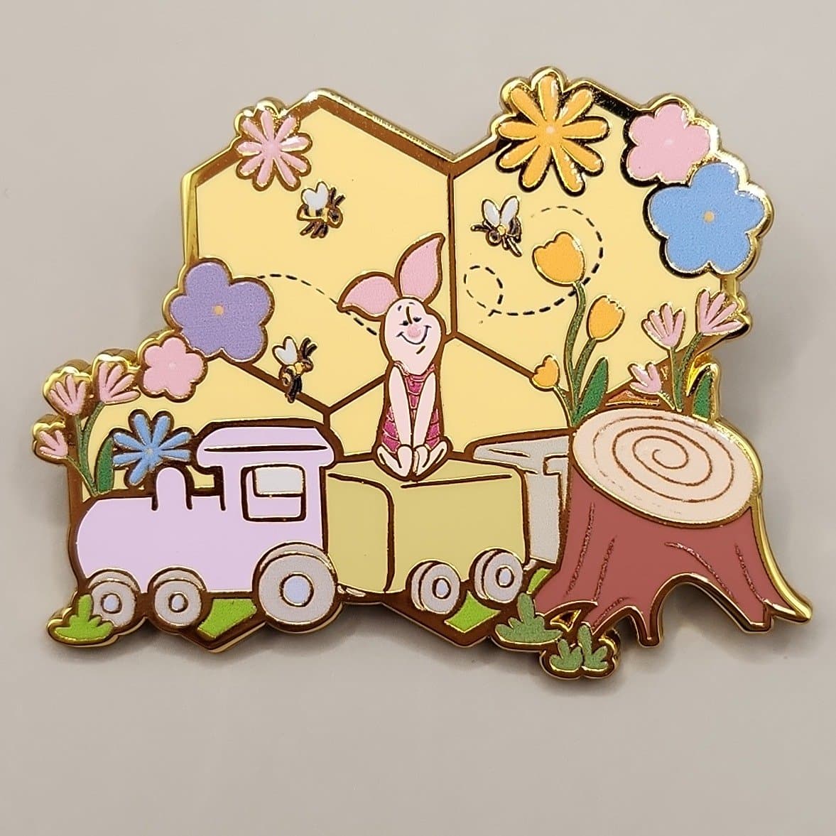 BoxLunch Exclusive Disney Winnie the Pooh Honeycomb Characters Blind Box Enamel Pin - Piglet on Train front