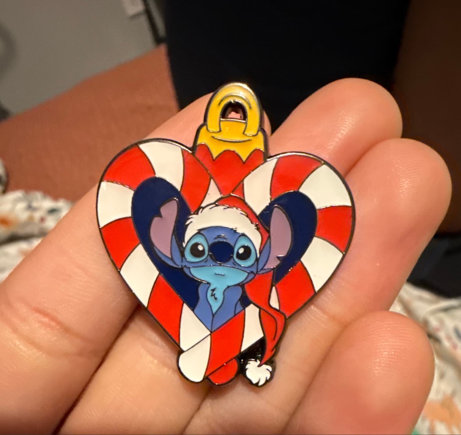 Loungefly Disney Stitch Ornament Mystery Pin - Candy Cane Heart front