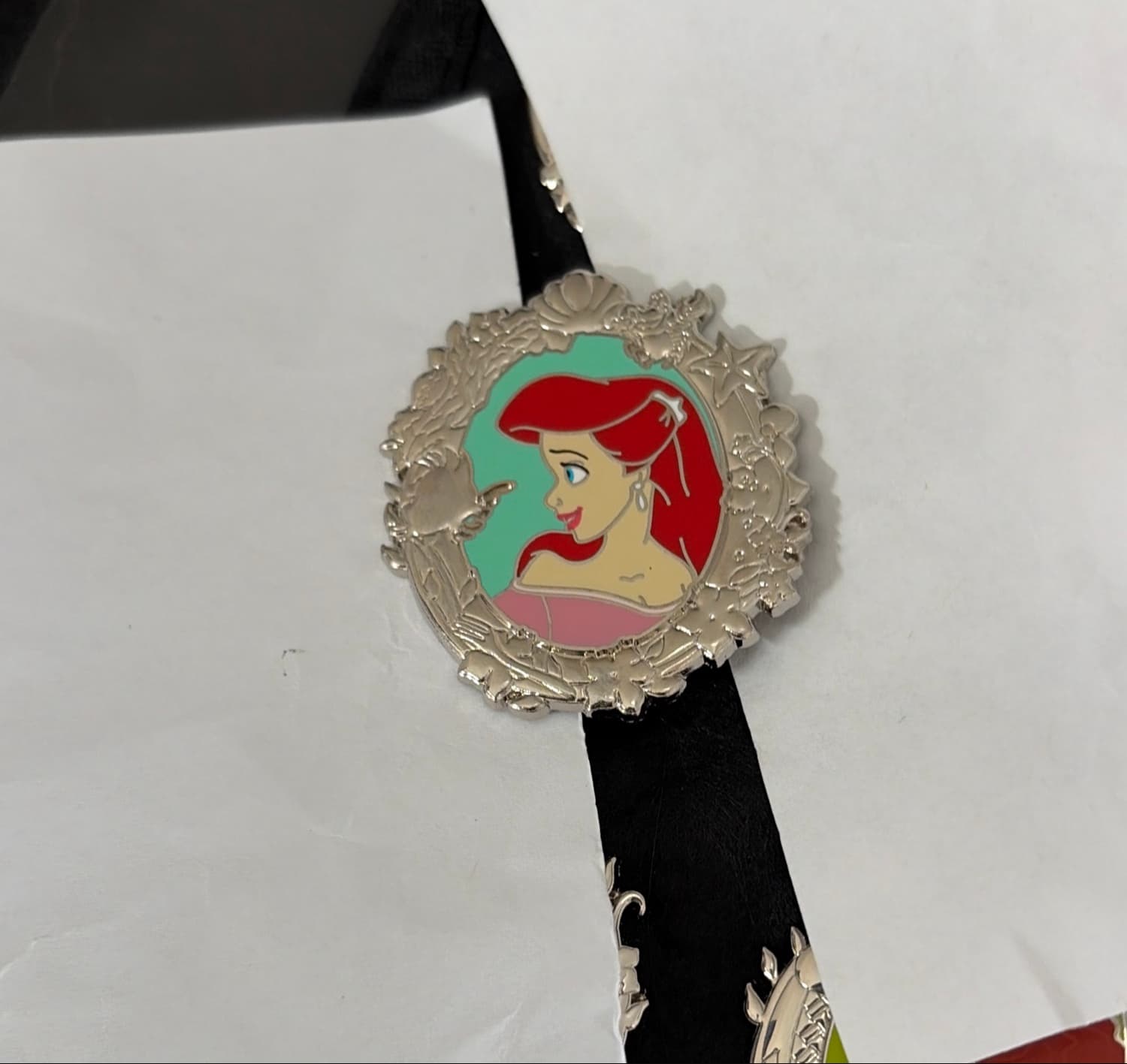 Ariel Princess Portrait Profile Silver Frame Pin front