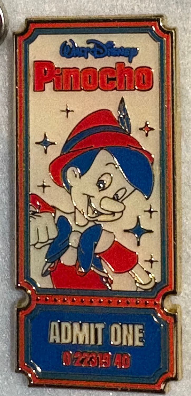 Disney Loungefly Movie Ticket Mystery Pin - Pinocchio front