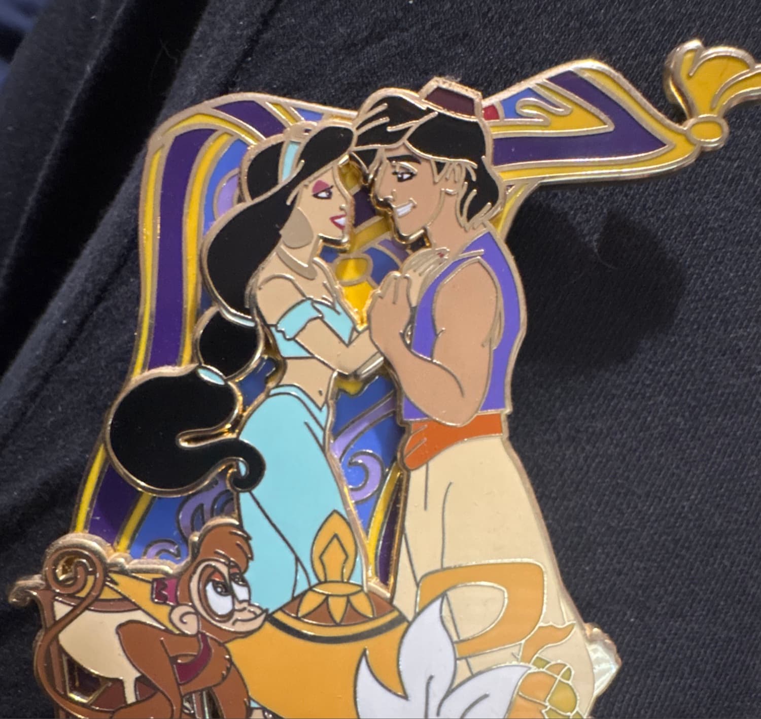 Aladdin and Jasmine icon series fantasy pin front