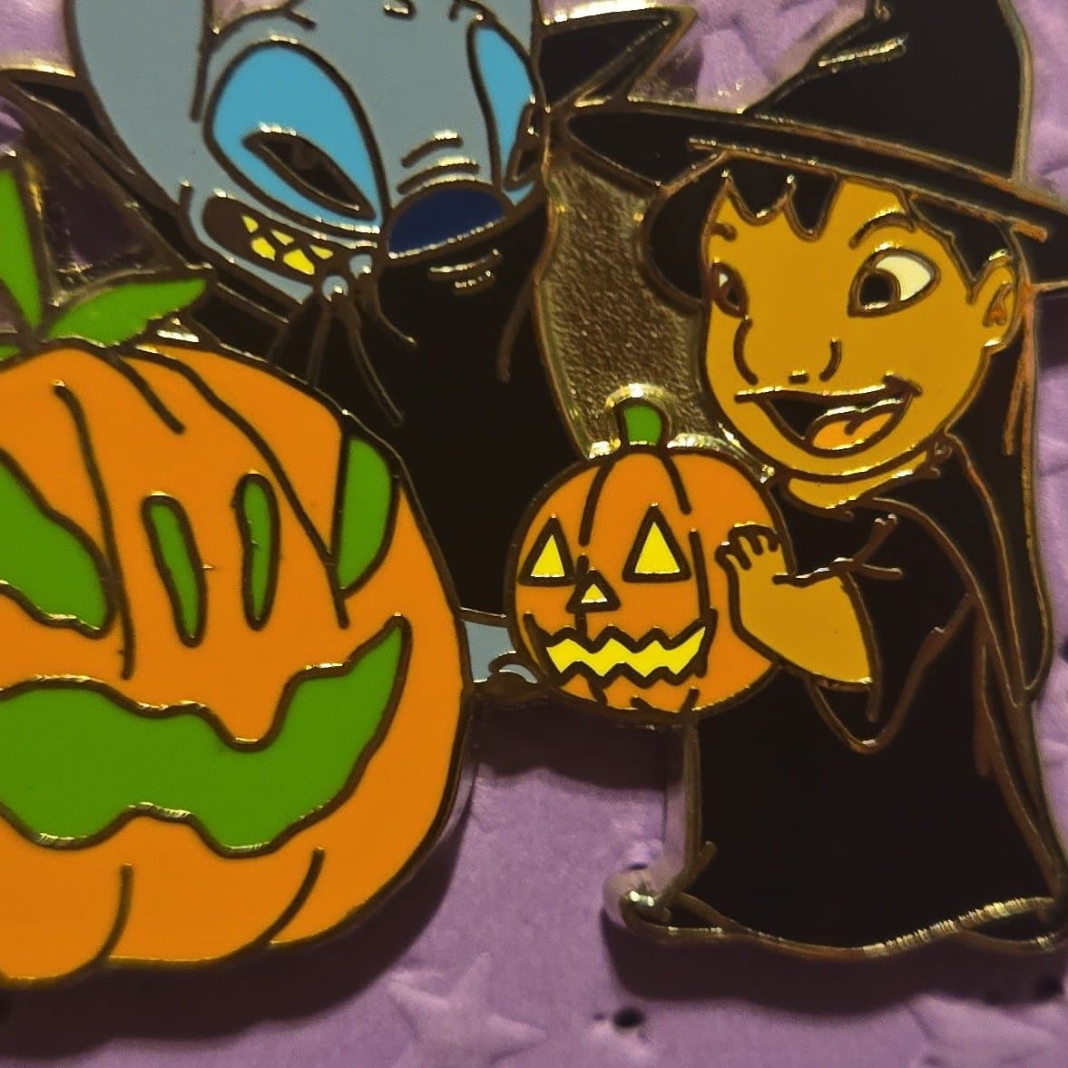 Lilo and Stitch Halloween Pin (Lilo as Witch, Stitch as Vampire) front