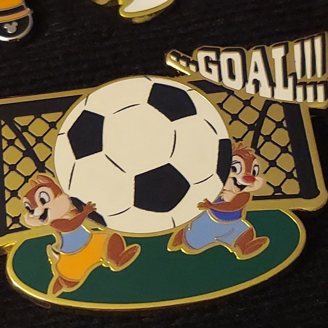 Disney PALM Chip and Dale Soccer Jumbo Collectible Pin front