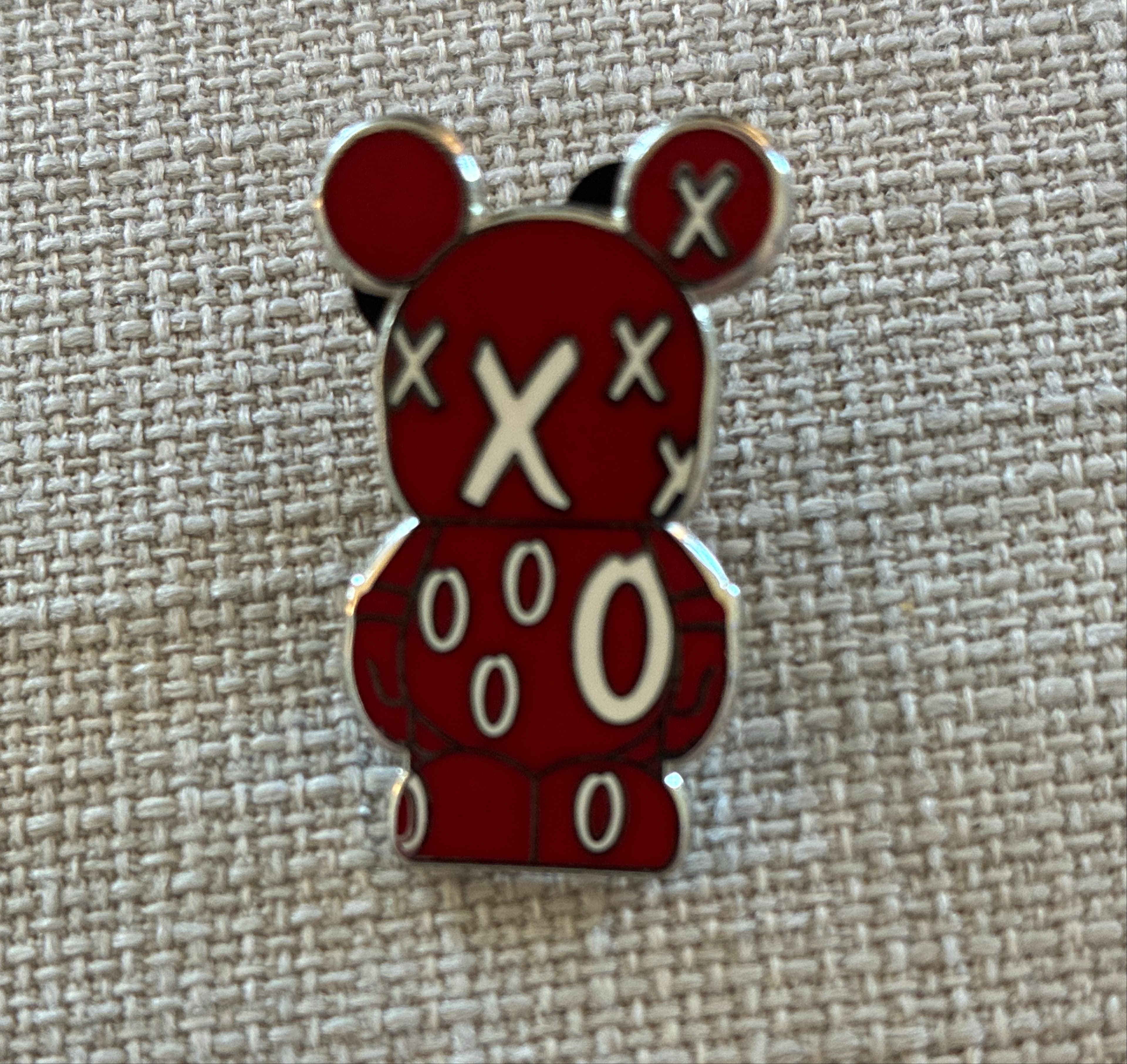 KAWS Companion (Mickey Mouse Inspired) Enamel Pin - Red front