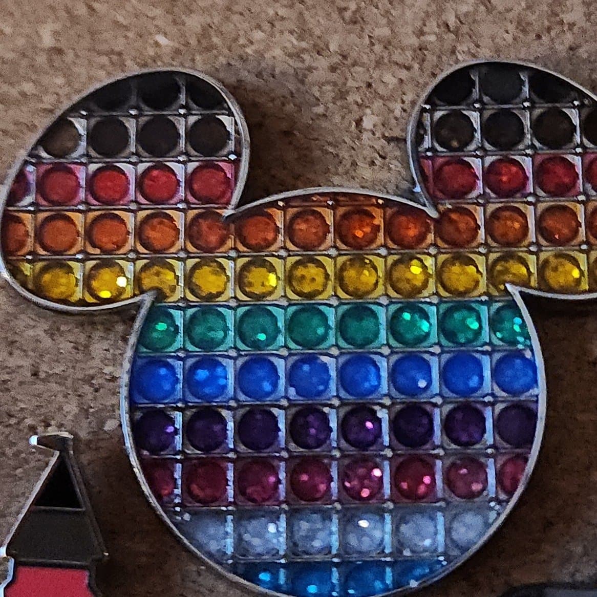 Mickey Mouse Icon Rainbow Jeweled Pin front