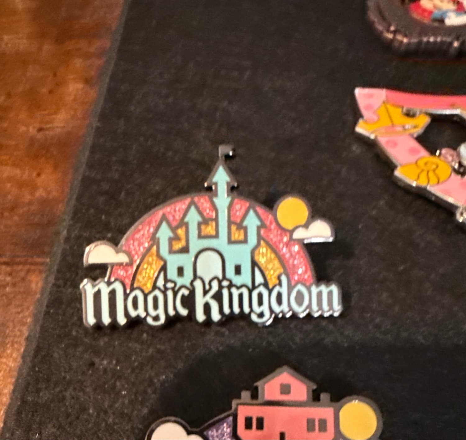 Walt Disney World Magic Kingdom Glitter Rainbow Castle Pin front