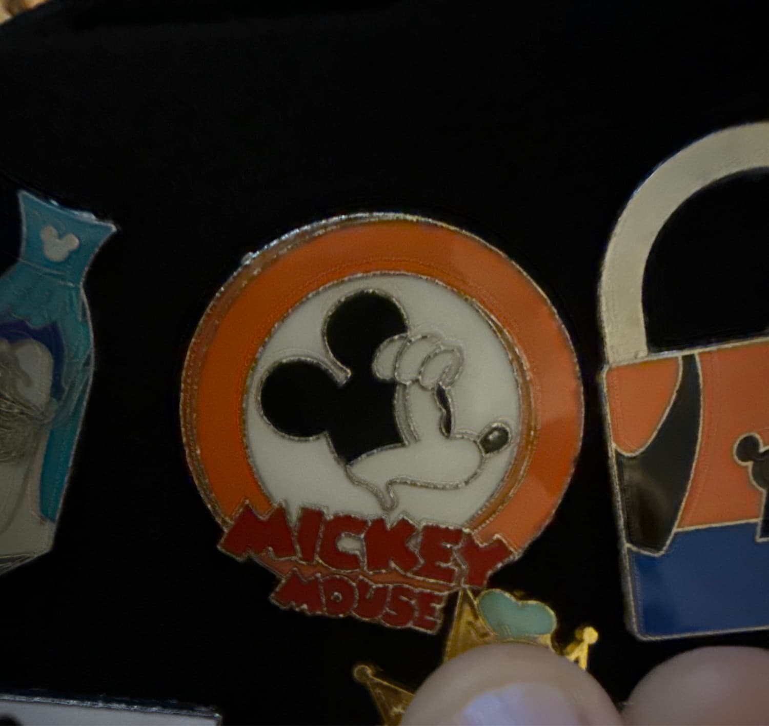 Mickey Mouse Icon Round Orange Rim Pin front