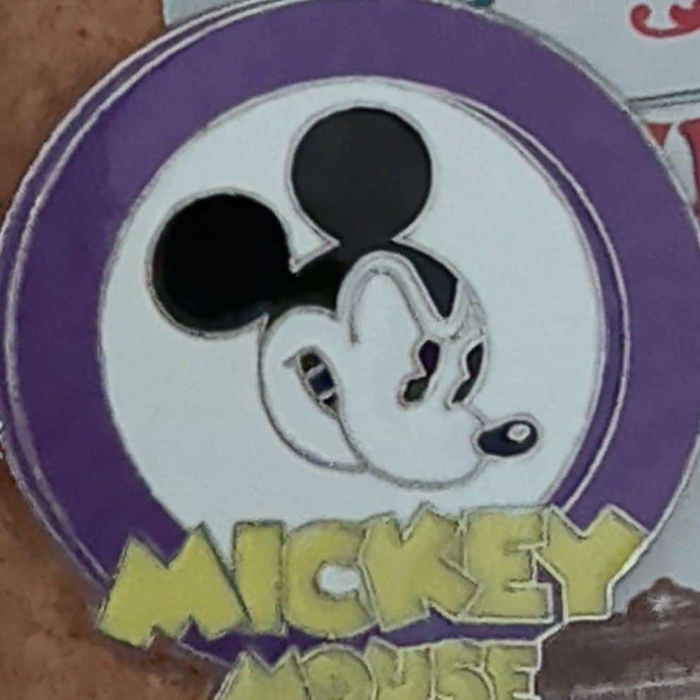 Mickey Mouse Head Purple Circle with Yellow Text front
