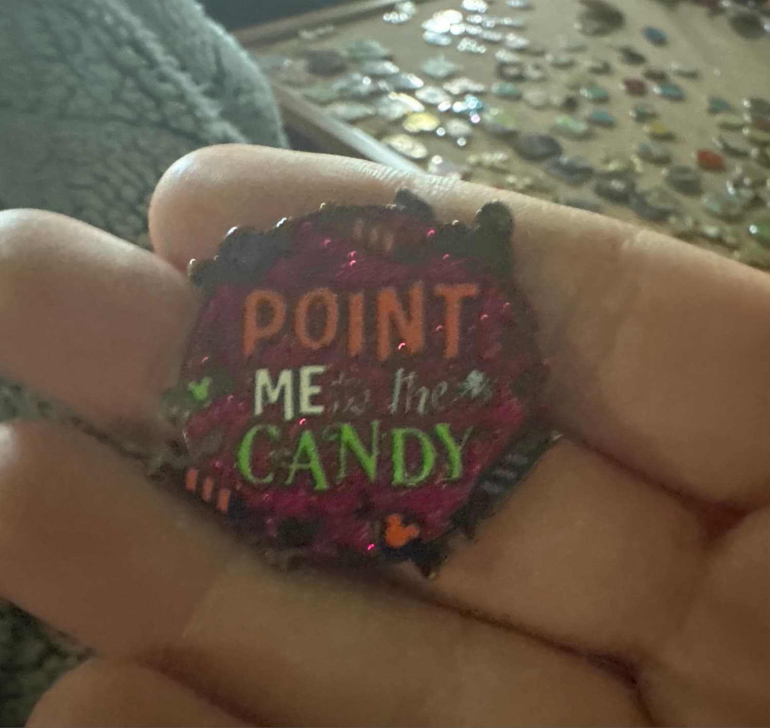 Point Me to the Candy Halloween Pin front