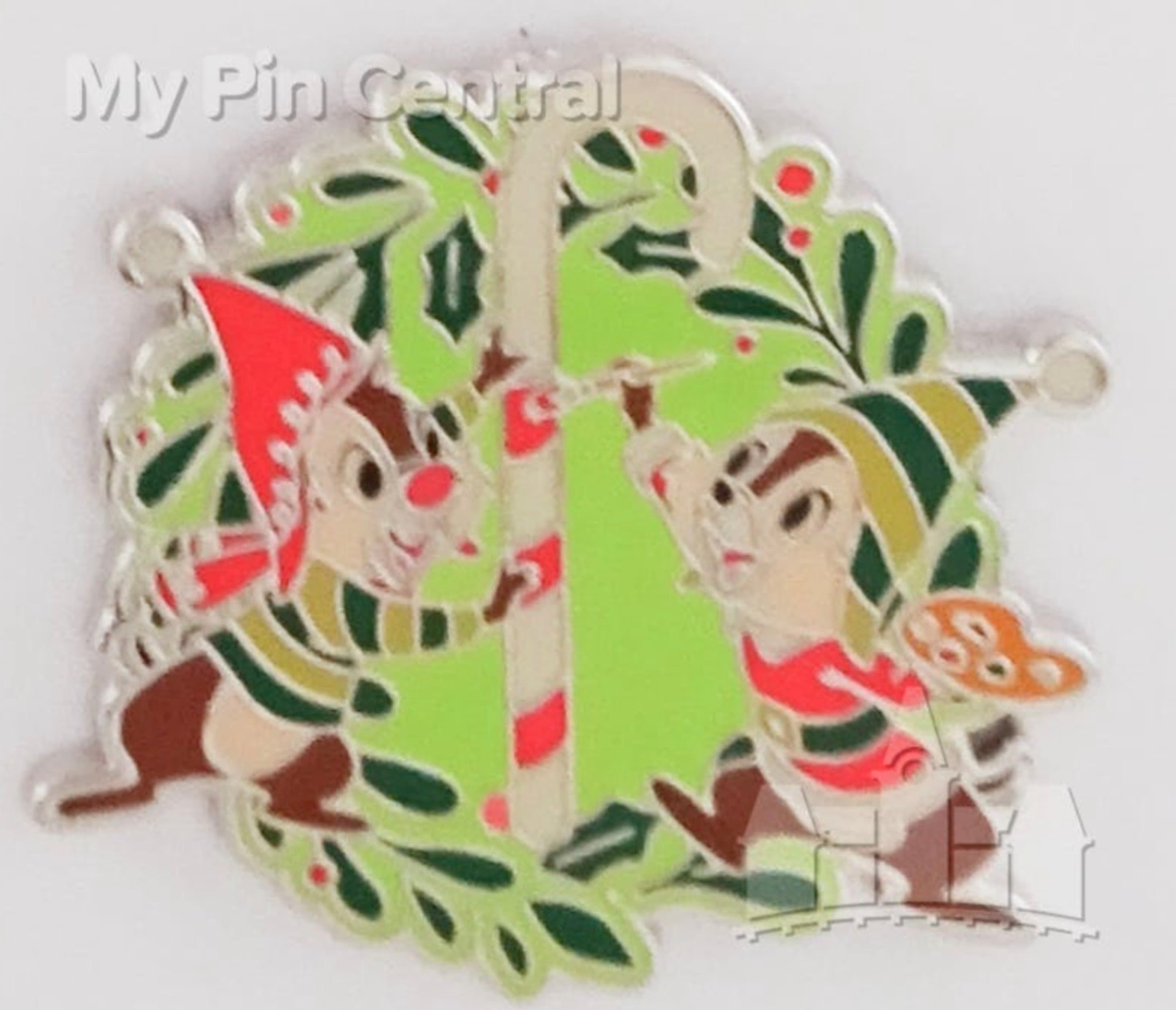 Chip and Dale Candy Cane Pin front