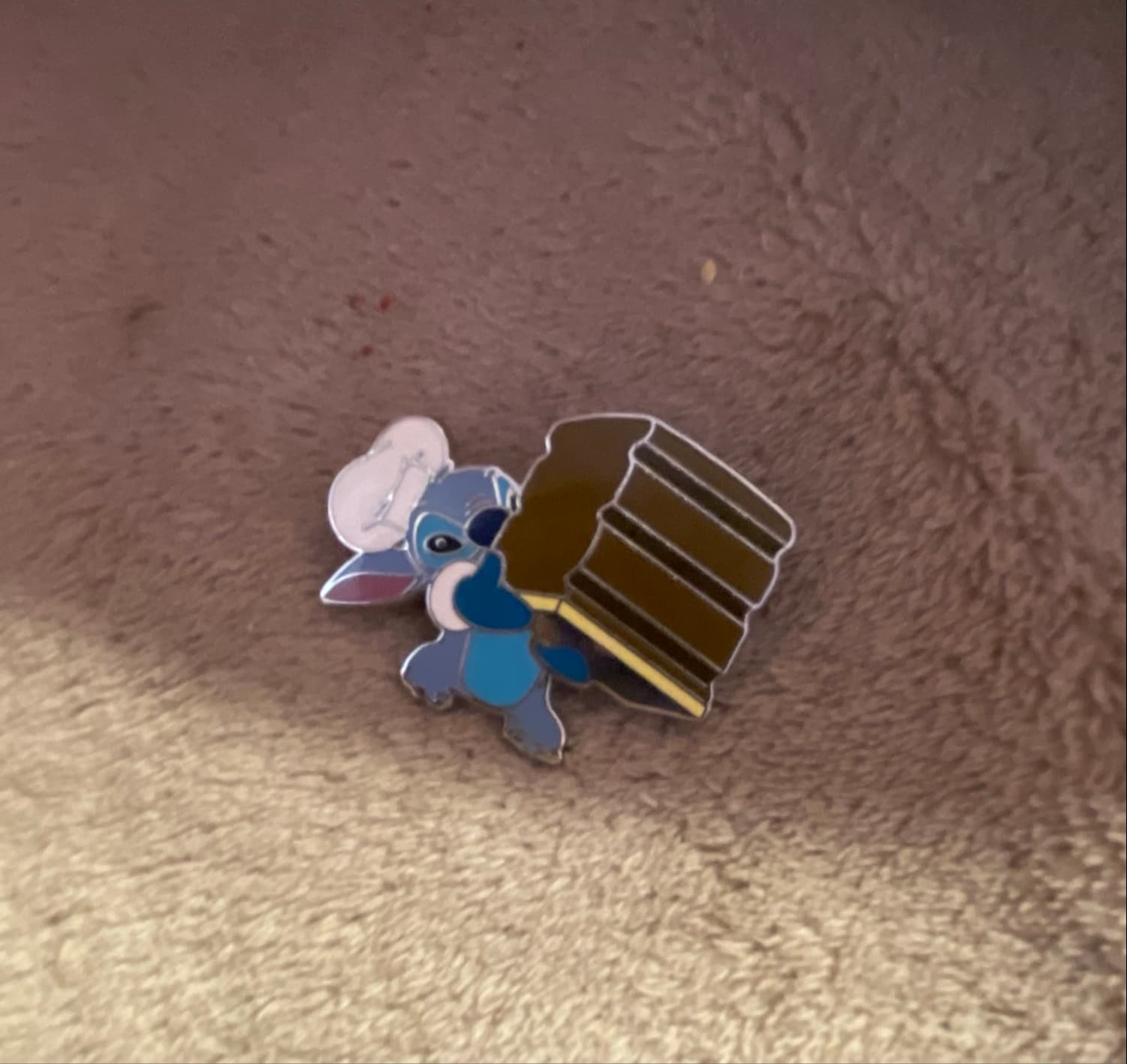 Stitch as a Chef with Hat Carrying Slice of Chocolate Cake front