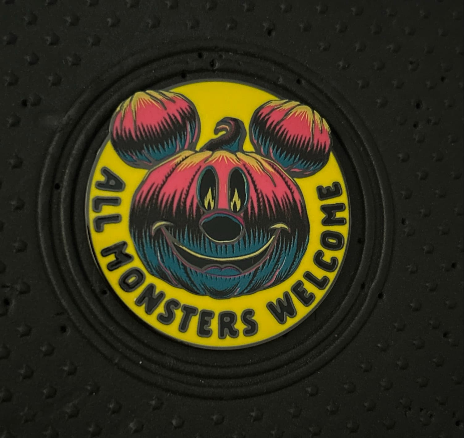 Mickey Mouse Jack-o'-Lantern 'All Monsters Welcome' Pin front