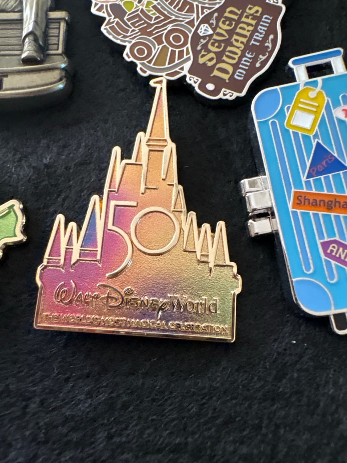 Walt Disney World 50th Anniversary Mickey and Minnie Cinderella Castle Pin front