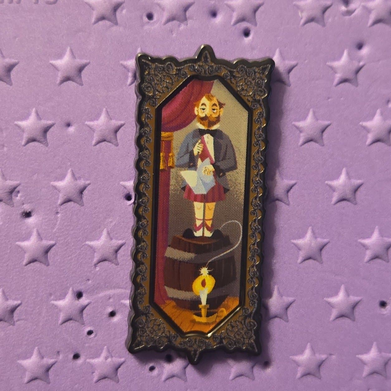 Alexander Nitrokoff Stretching Portrait Sliding Enamel Pin front