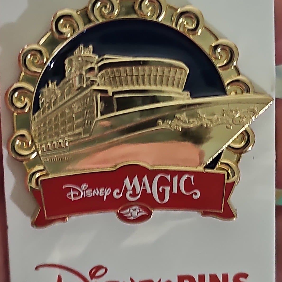 Disney Cruise Line Disney Magic Ship Gold Pin front