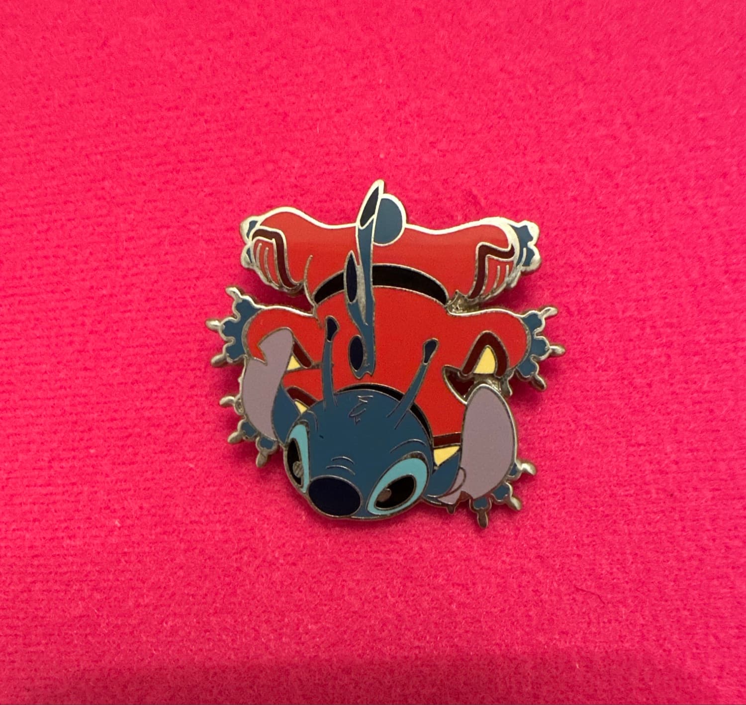 Stitch Upside Down Hanging with Red Top front