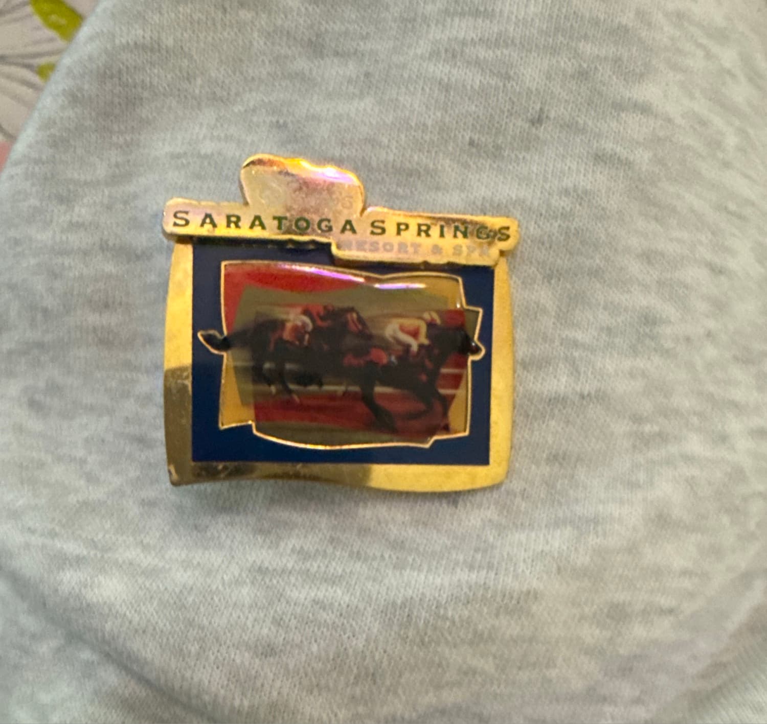 Saratoga Springs Resort & Spa Horses Racing Gold Frame Pin front