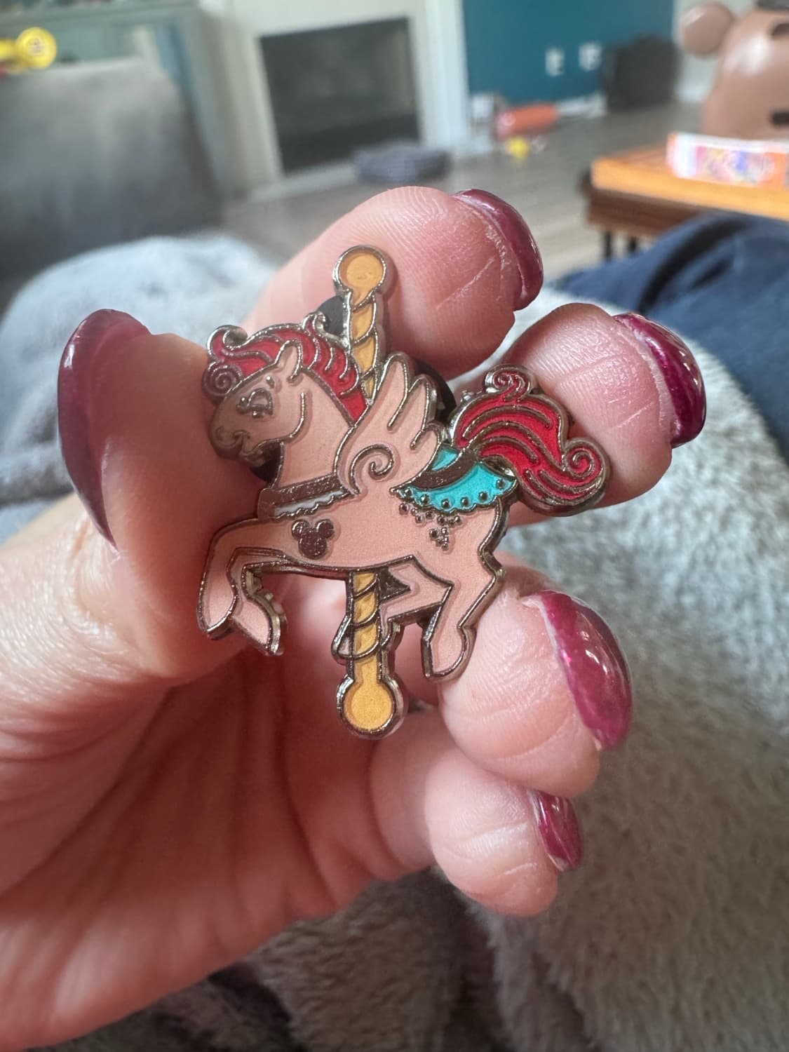 Fantasia Carousel Pegasus (Pink) Hidden Mickey Pin front