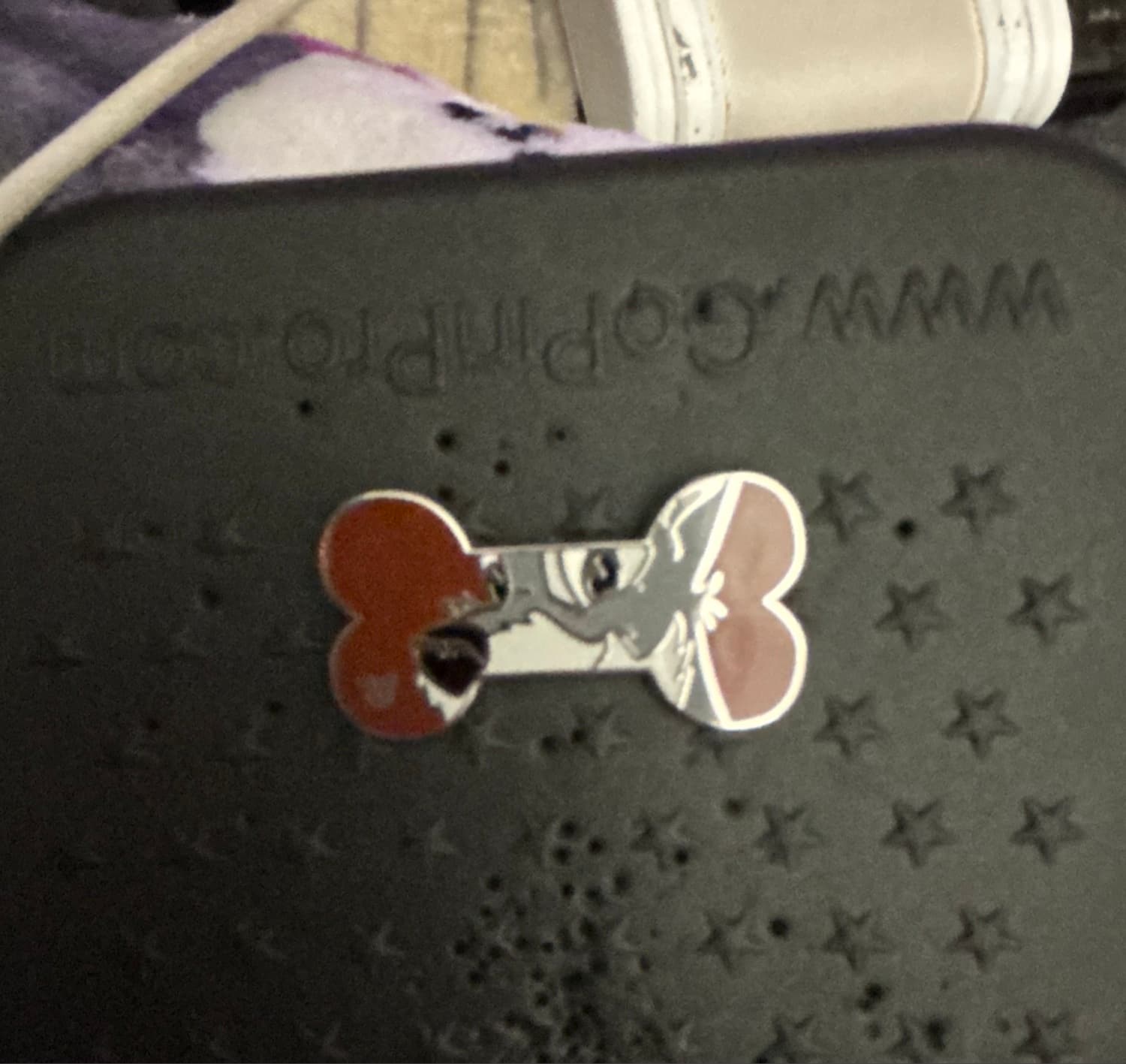 Tramp Dog Bone Hidden Mickey Pin front