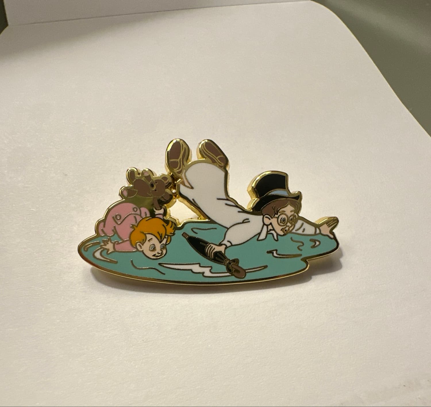 Michael and John Darling Falling into Water Pin front