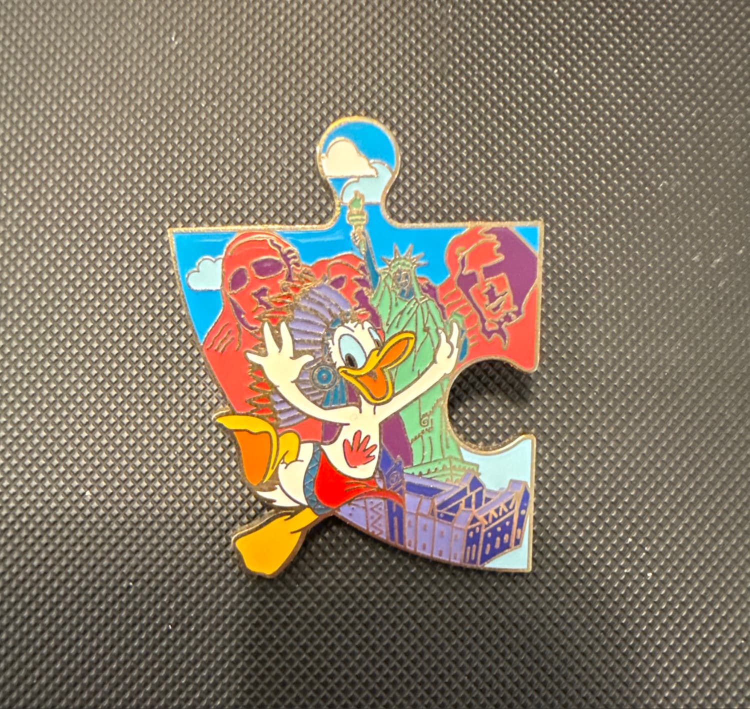 Donald Duck America Landmarks Puzzle Piece Pin front