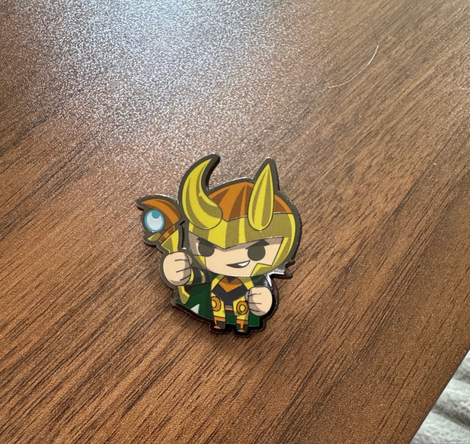 Marvel Chibi Loki with Scepter Pin front