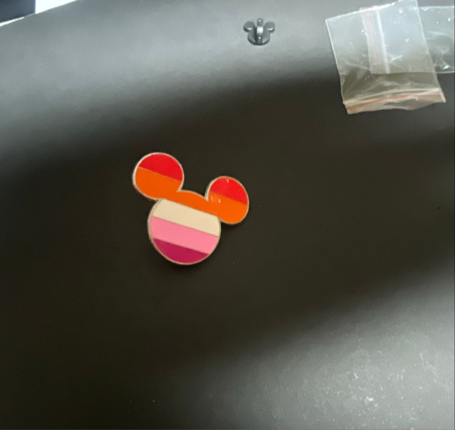 Mickey Mouse Head Lesbian Flag Pride Pin front