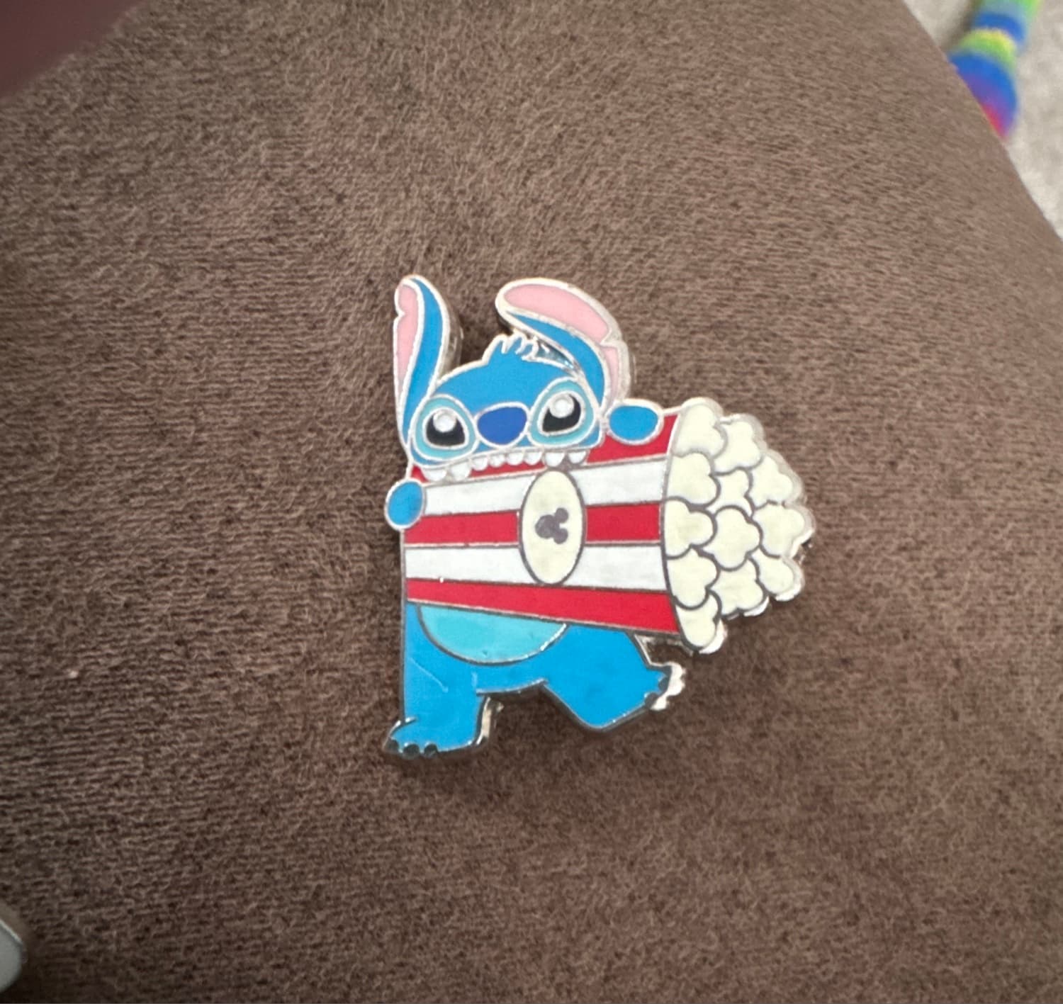 Stitch Popcorn Hidden Mickey Pin front
