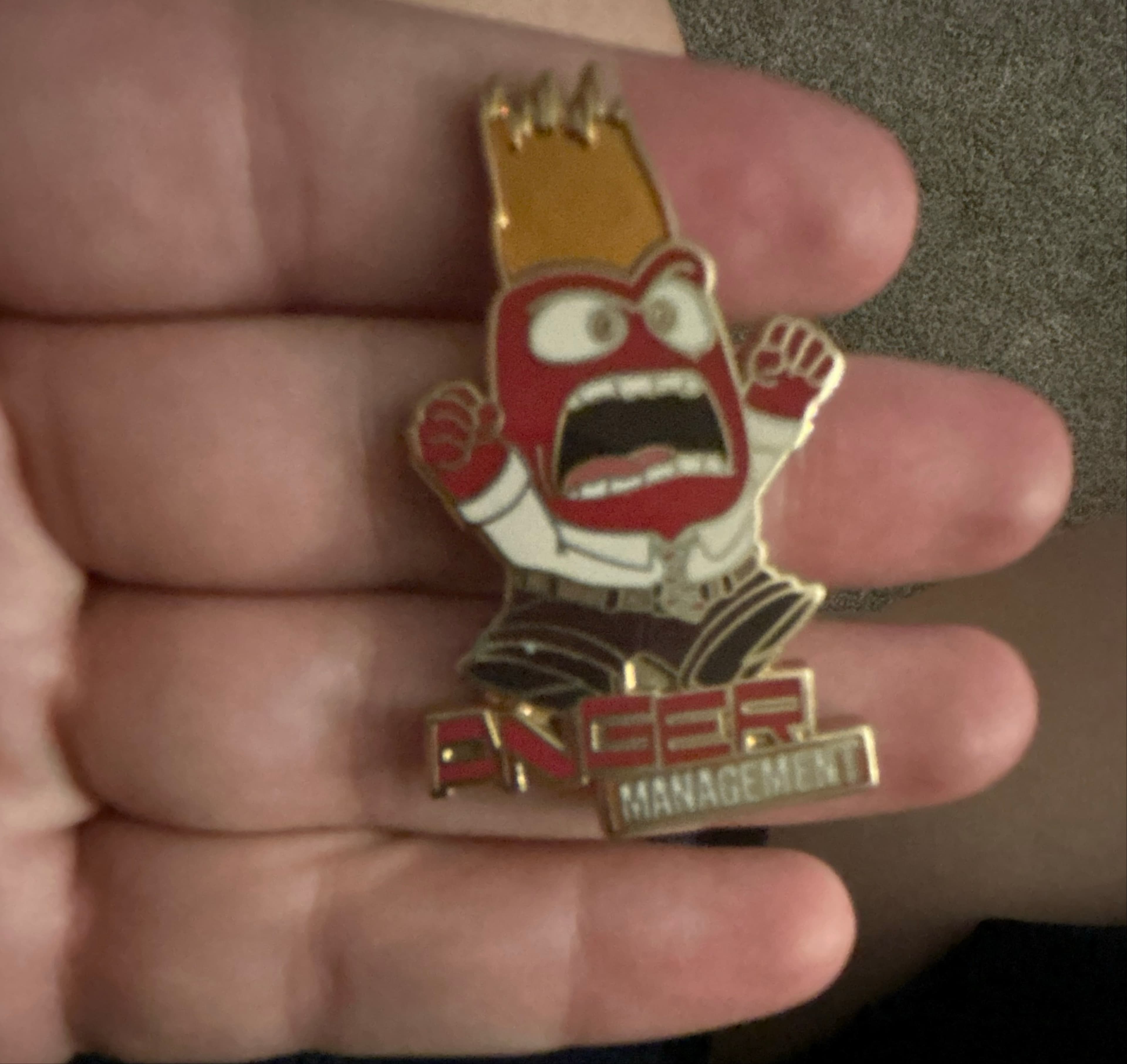 Inside Out Anger Management Character Pin front
