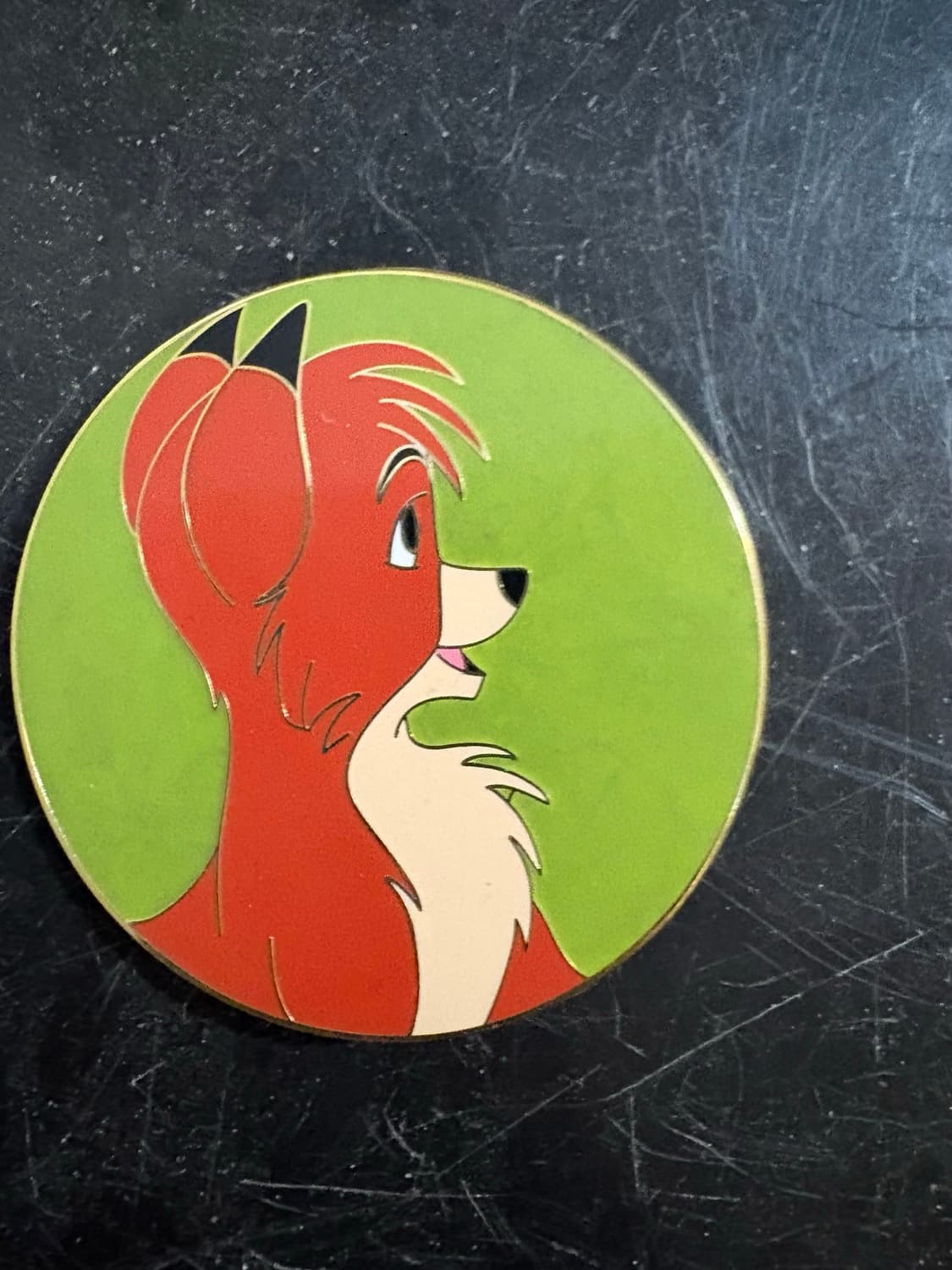 Tod Profile Green Circle - The Fox and the Hound fantasy pin front