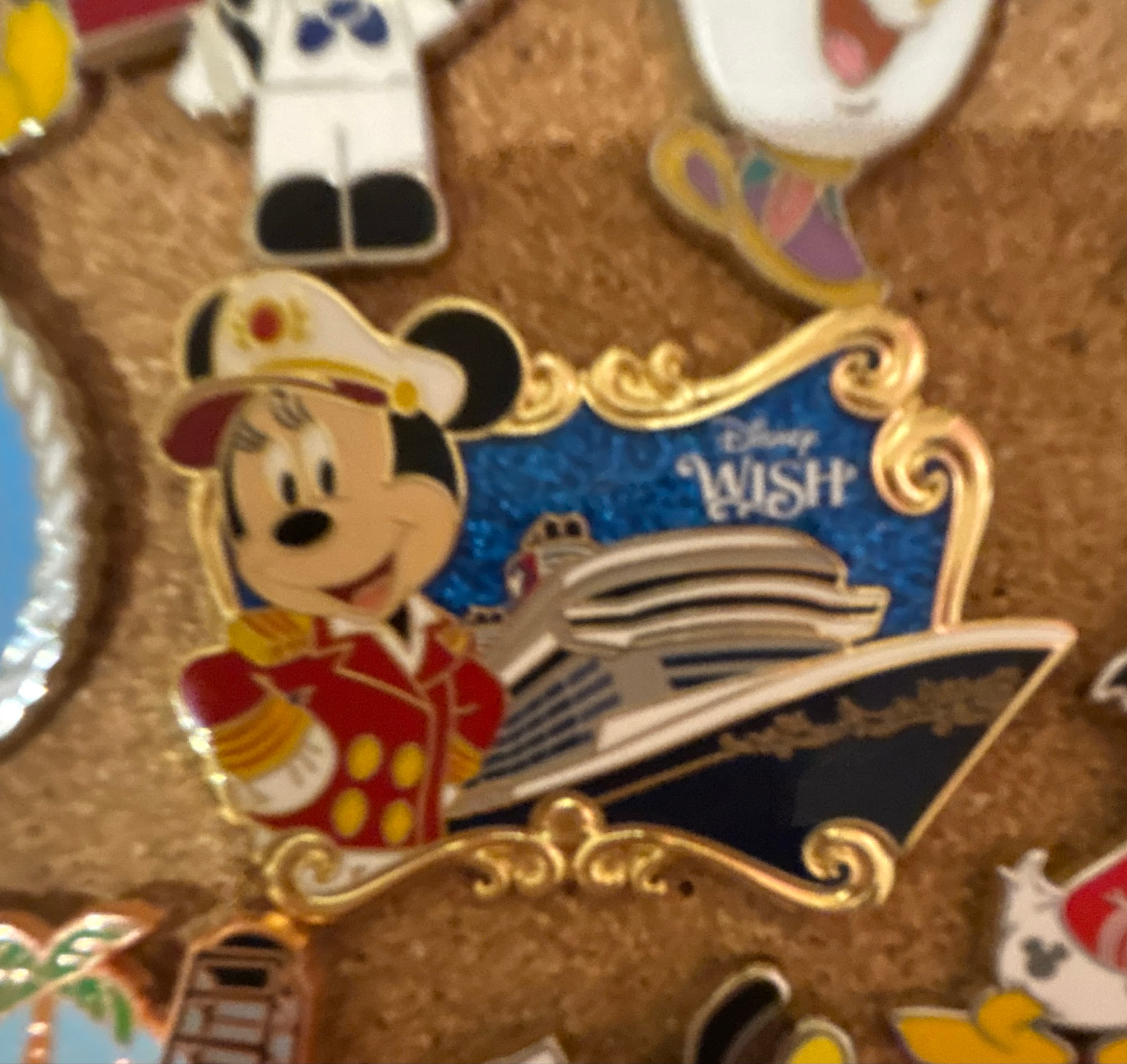 Captain Minnie Mouse and Disney Wish Cruise Ship Pin front