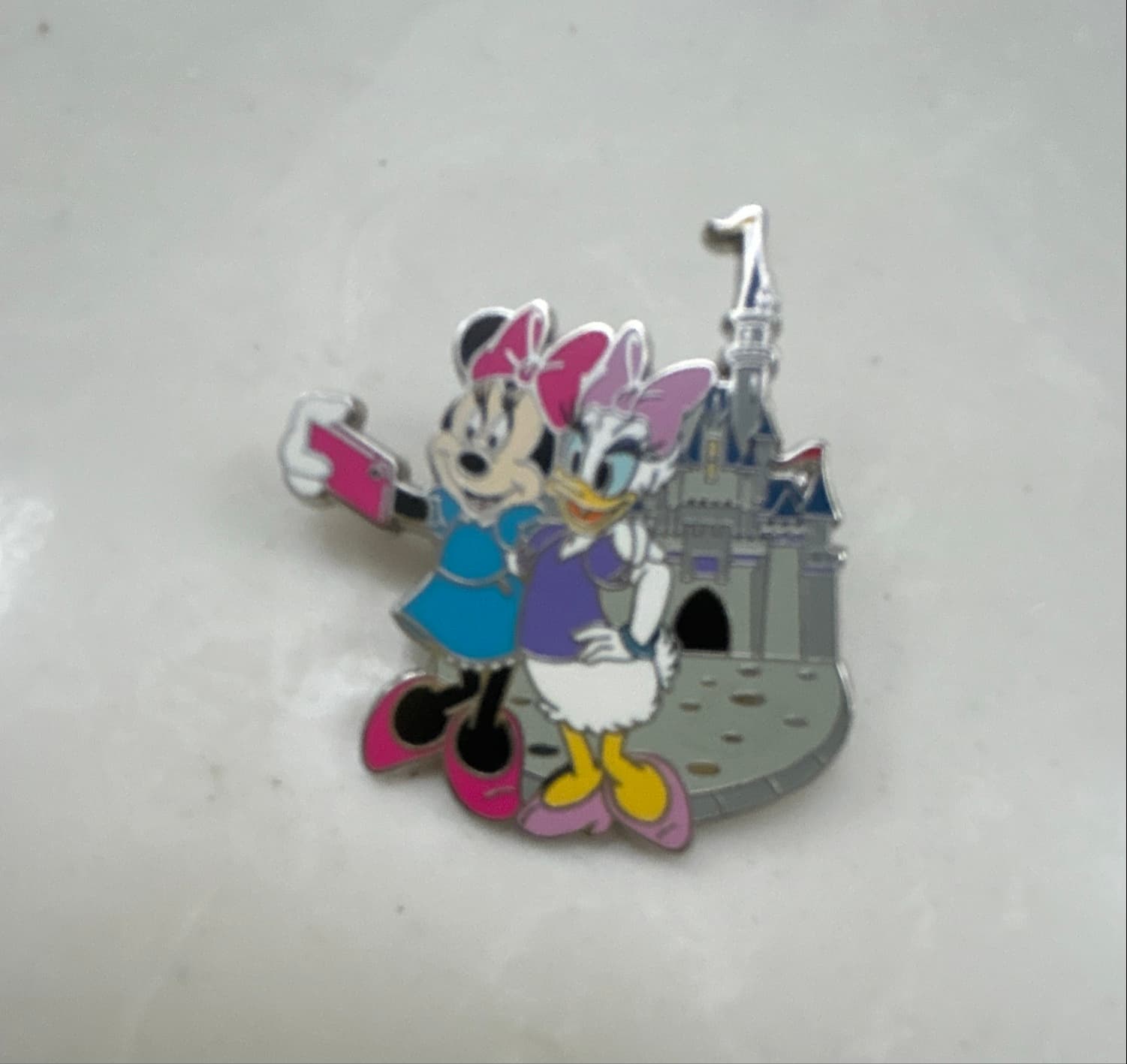 Minnie Mouse and Daisy Duck Selfie at Cinderella Castle Pin front