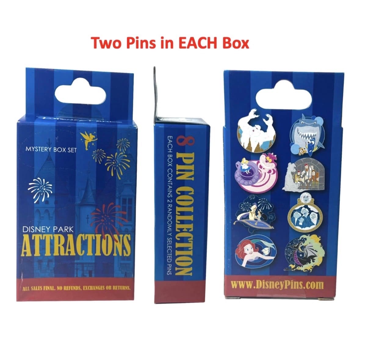 Disney Park Attractions Mystery Pin Box Set (2 pins per box) Unopened Box front