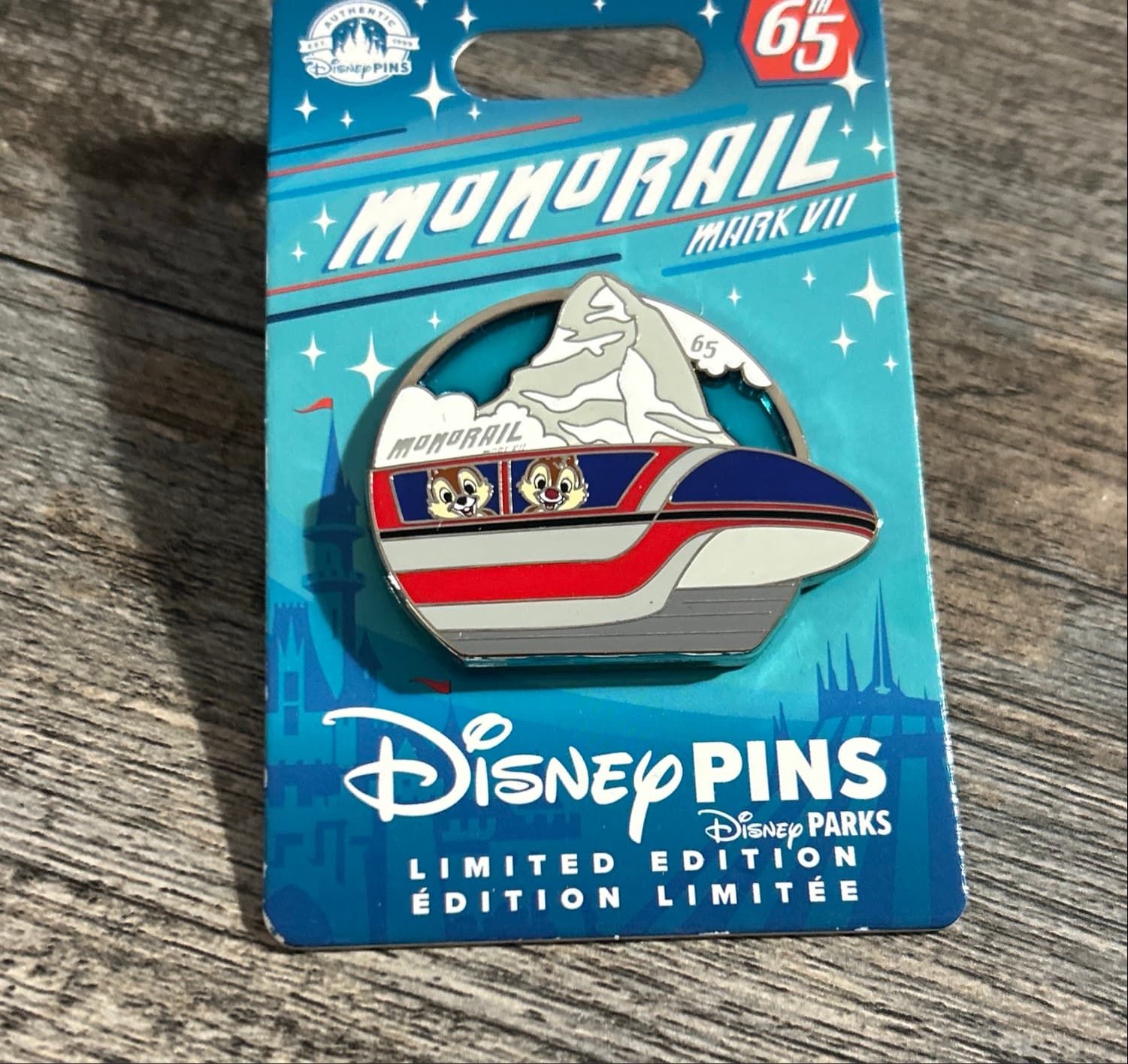 Disneyland Resort Monorail Mark VII 65th Anniversary Pin Chip and Dale front