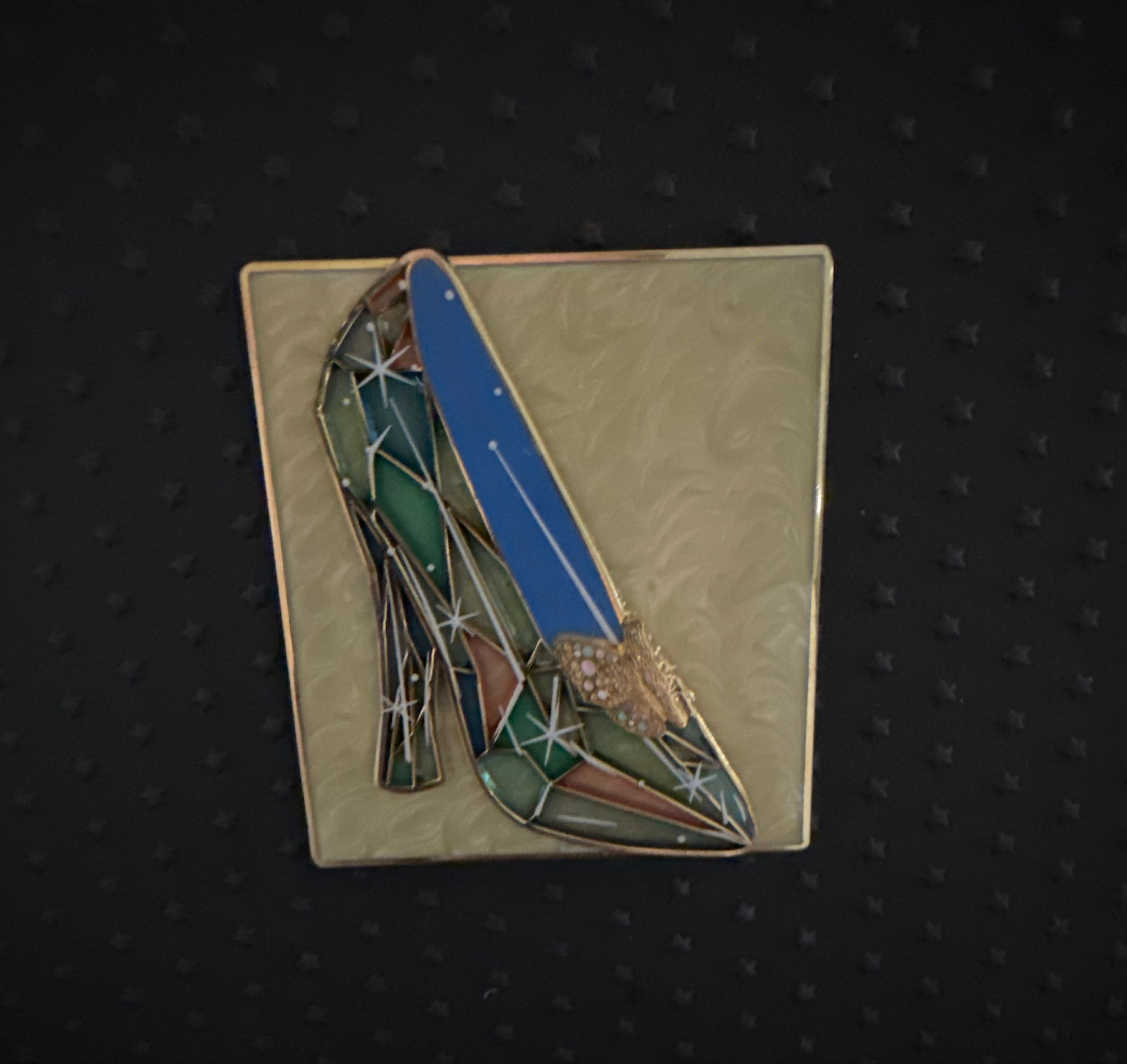 Cinderella Stained Glass Slipper with Stars Pin front