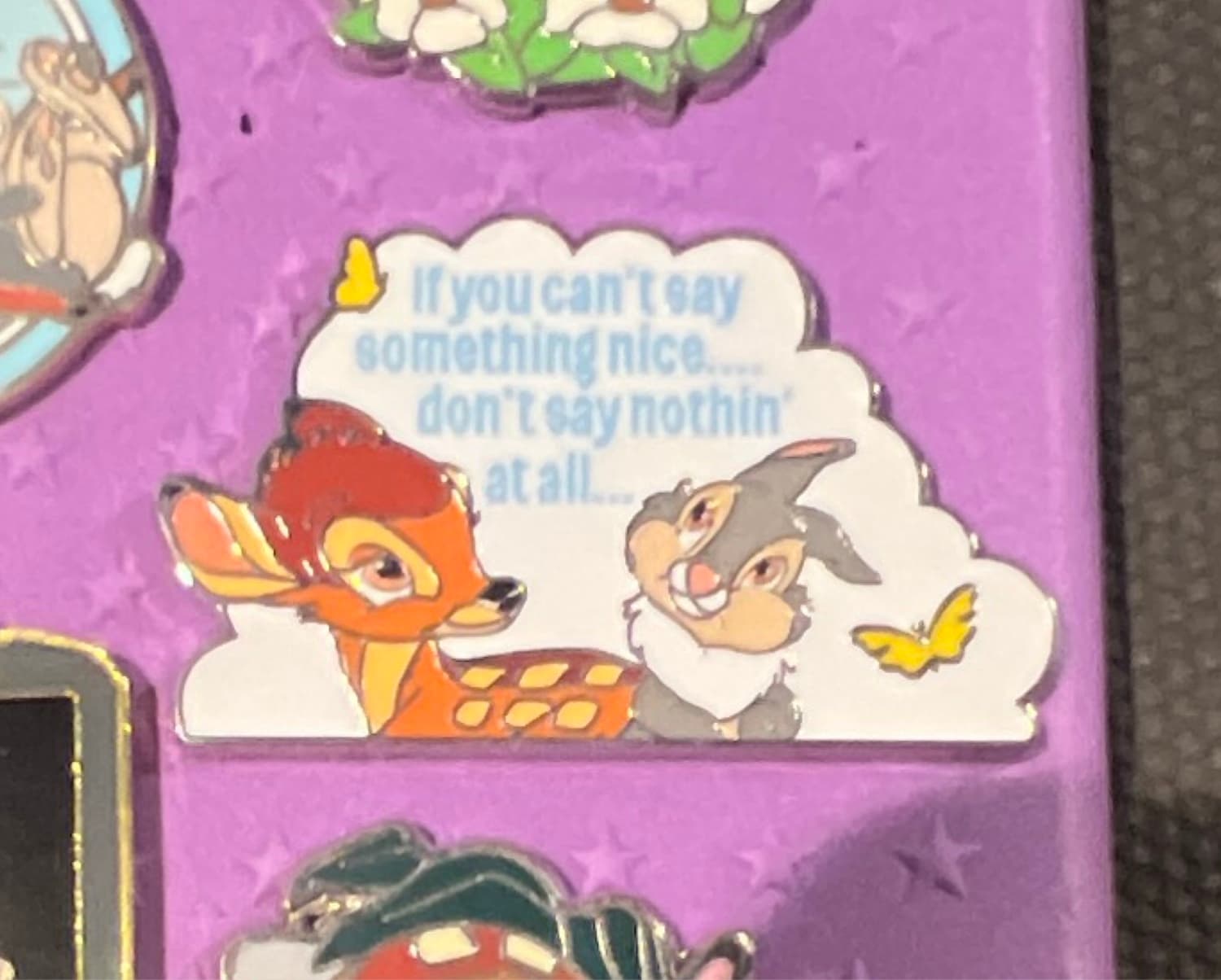 Bambi Thumper "If You Can't Say Something Nice..." Quote Pin front