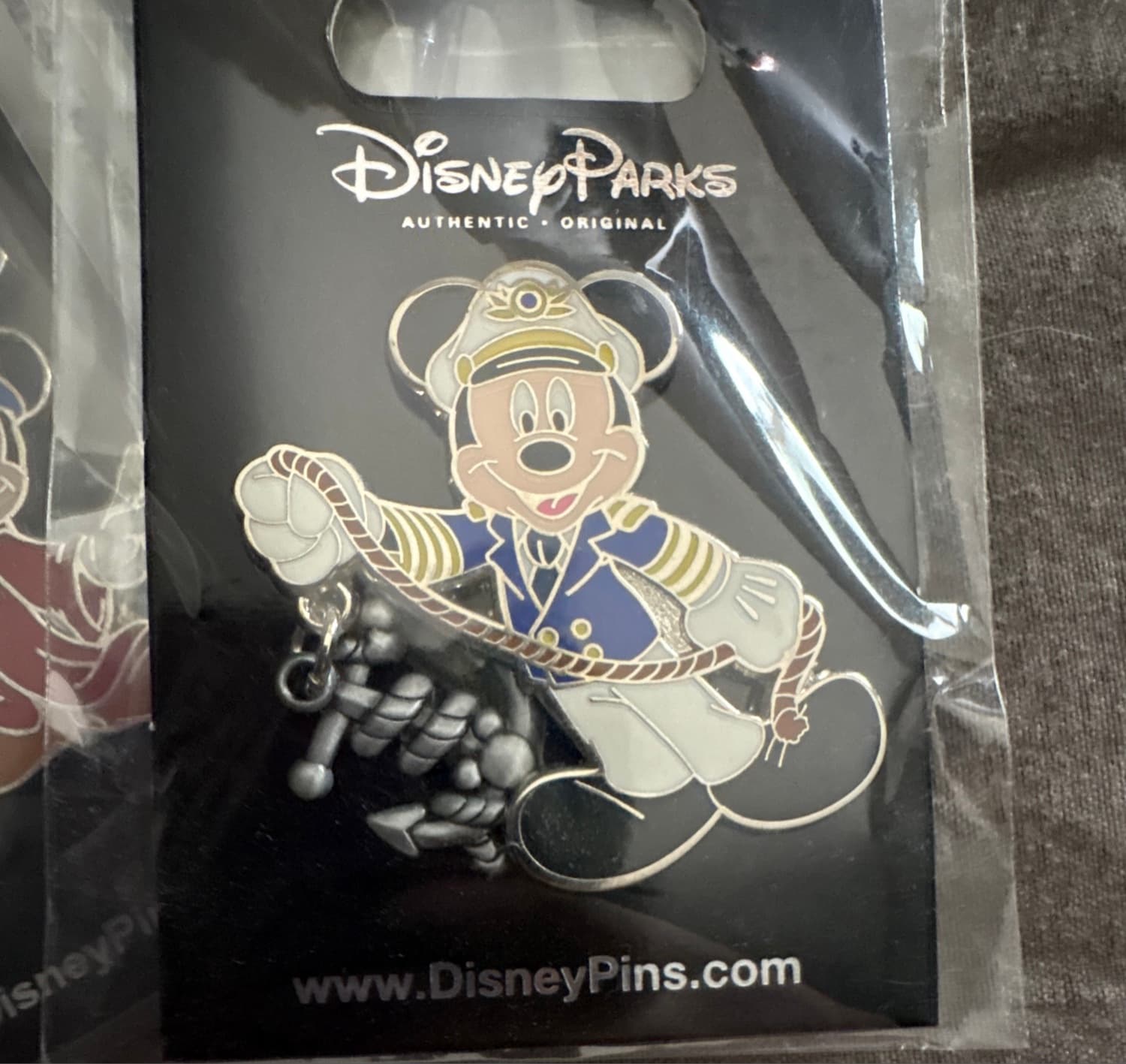 Captain Mickey Mouse with Anchor Dangle Pin front