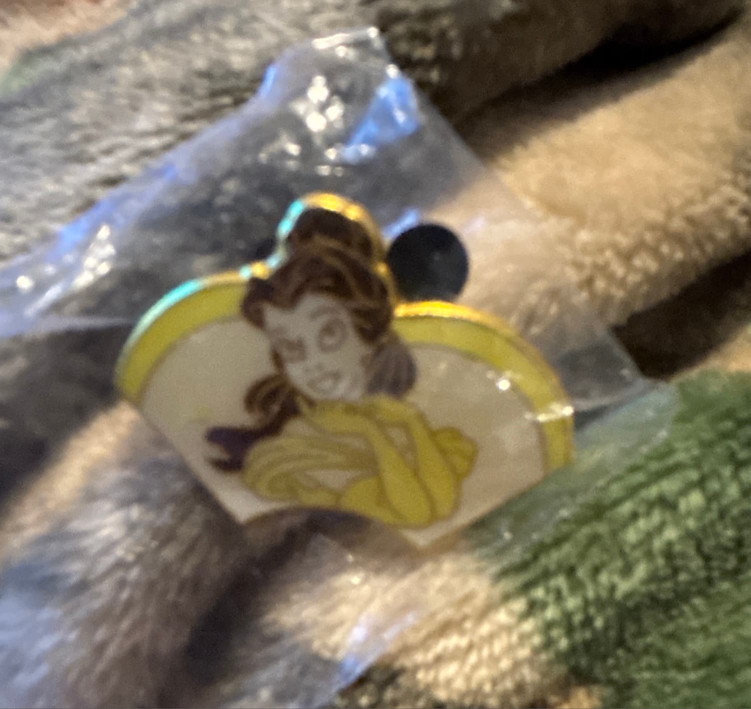 Princess Fan Belle Yellow Gown Hidden Mickey Pin front