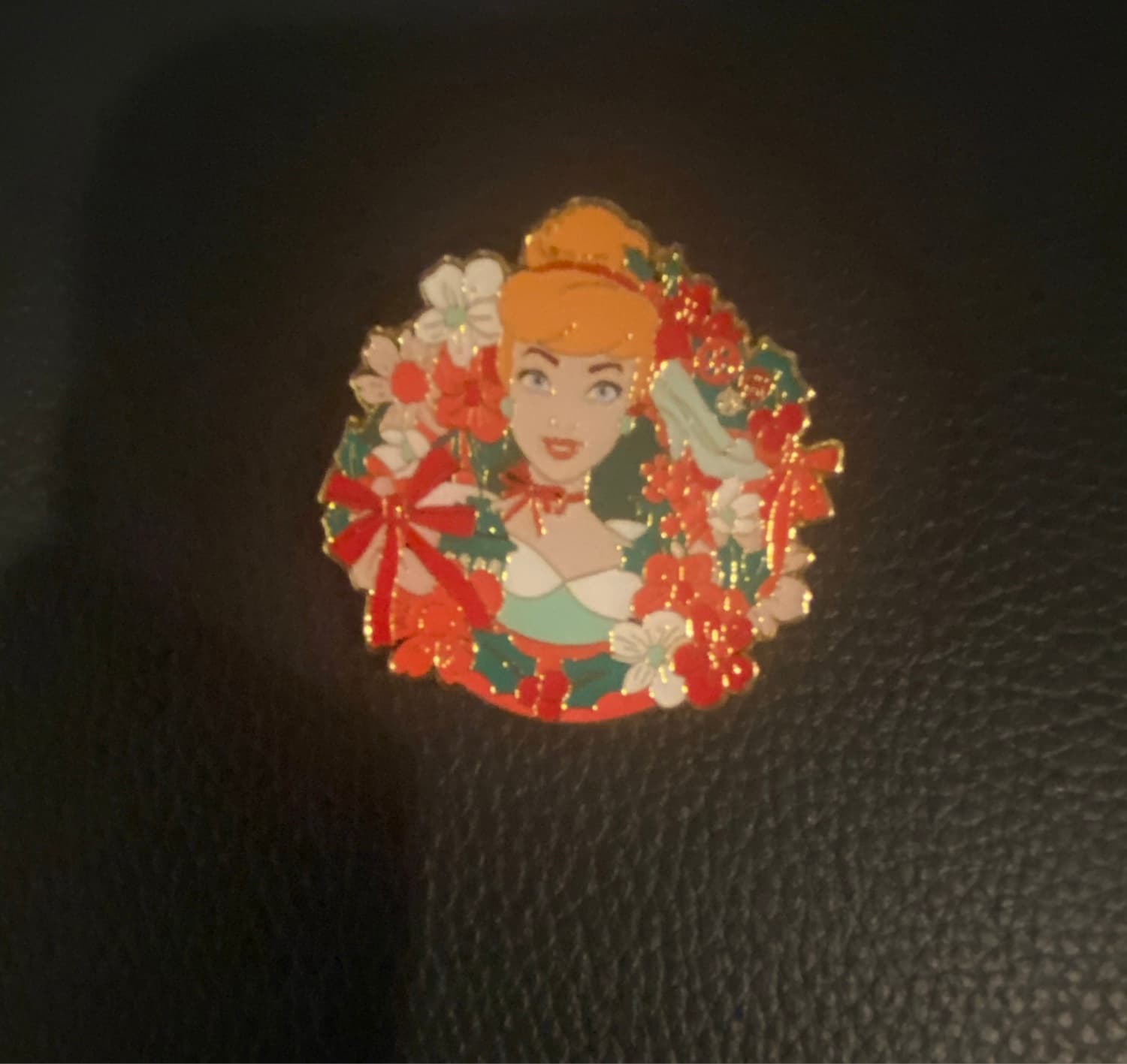 Loungefly Disney Cinderella Christmas Wreath Pin front