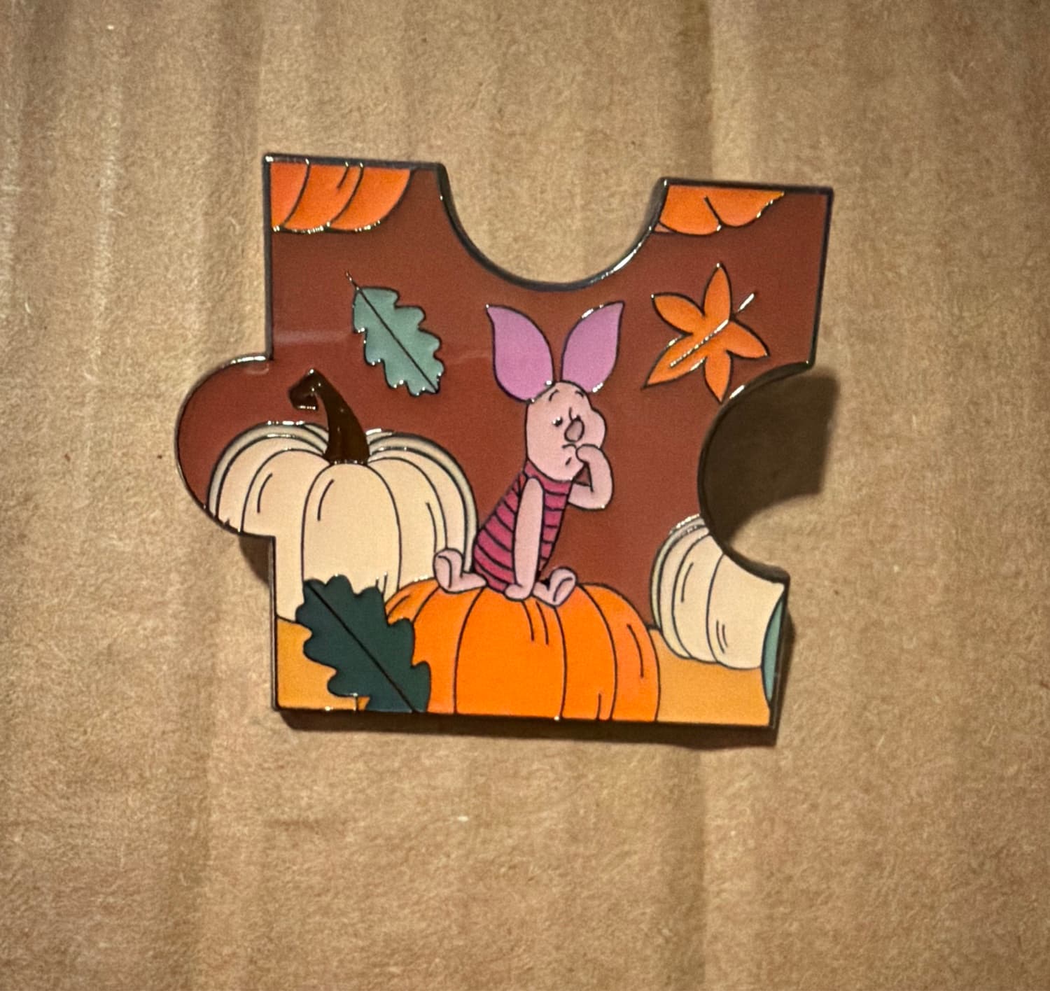 Loungefly Disney Winnie the Pooh Autumn Fall Puzzle Blind Box Piglet Pin front
