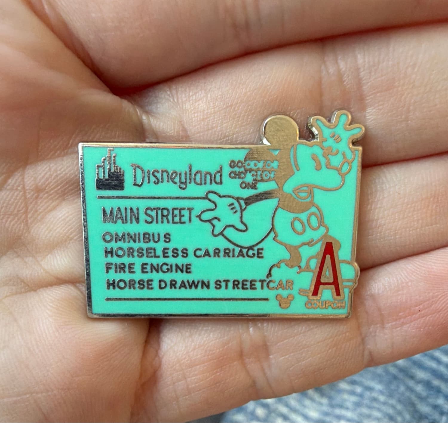 Disneyland Main Street Mickey A Coupon Ticket Pin front