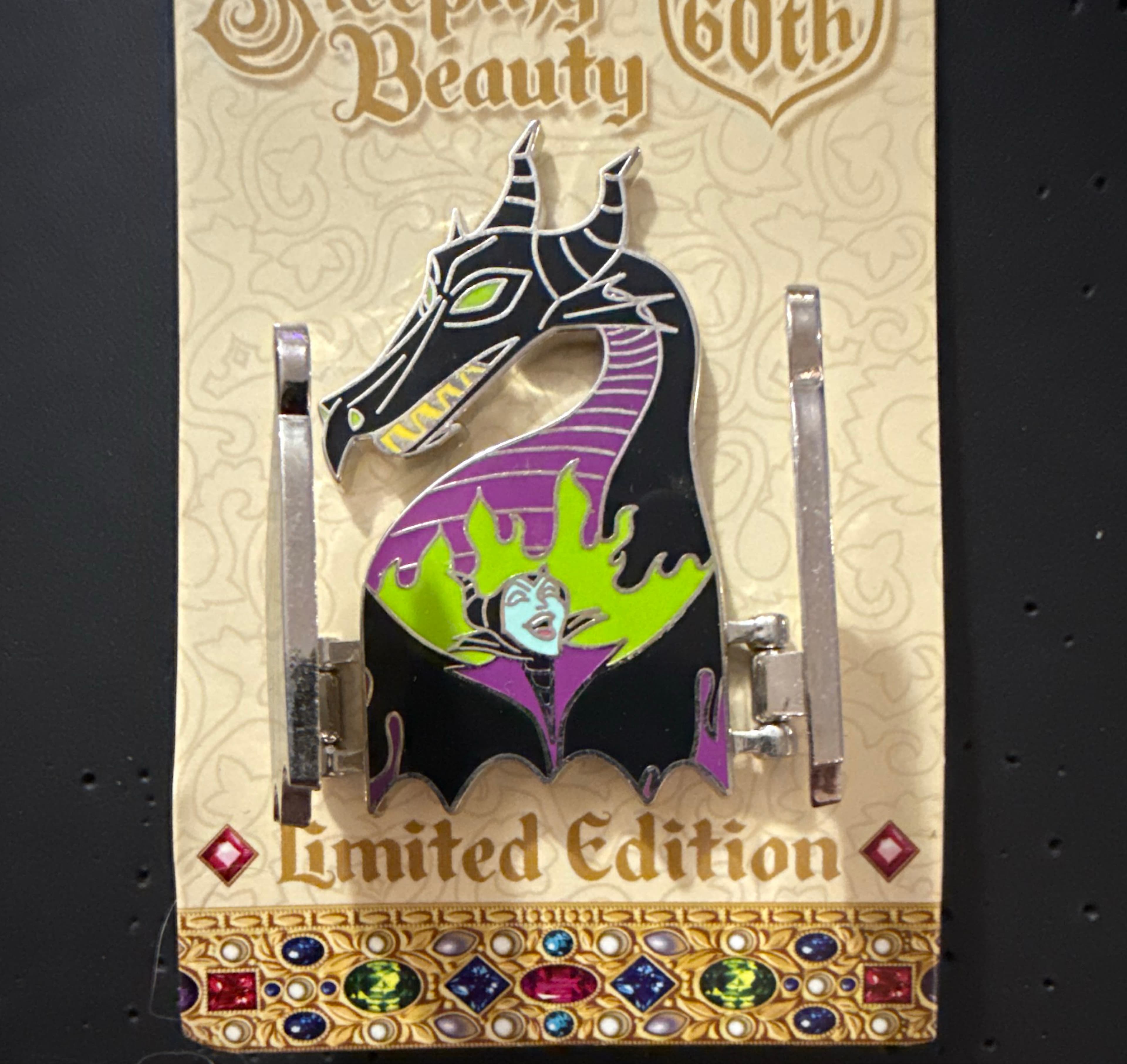 Sleeping Beauty 60th Anniversary Limited Edition Maleficent Dragon Key Pin front