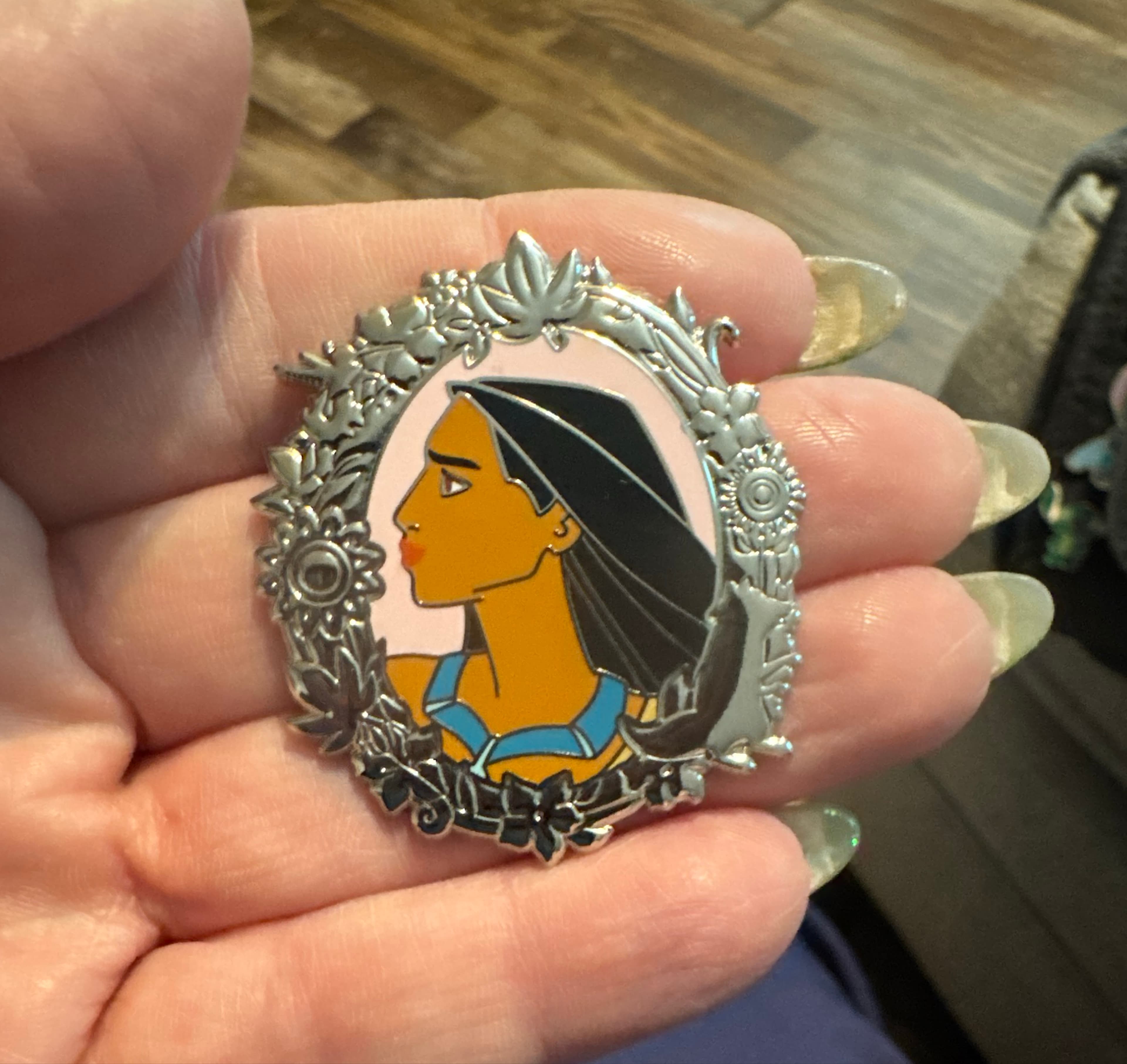 Pocahontas Princess Portrait Silver Frame Pin front