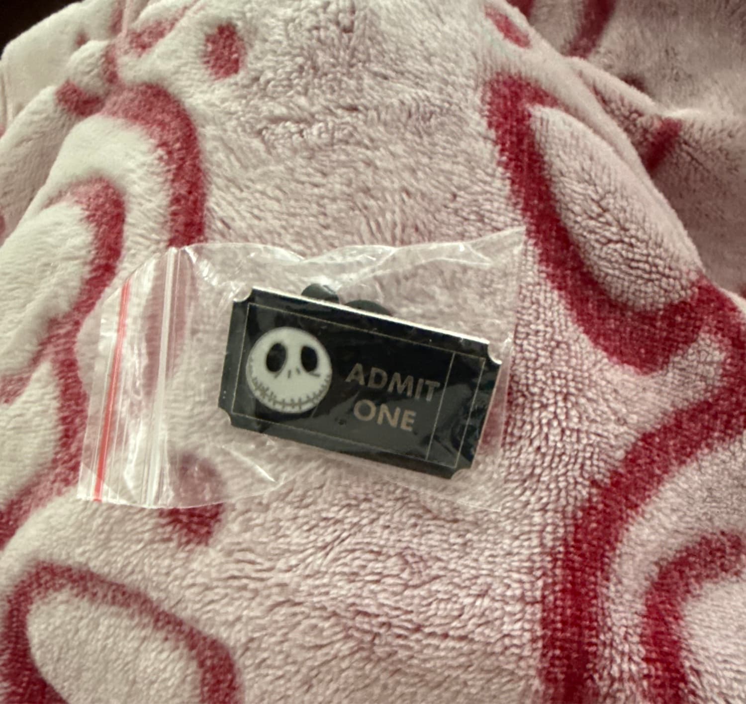 Nightmare Before Christmas Jack Skellington Admit One Ticket Pin front
